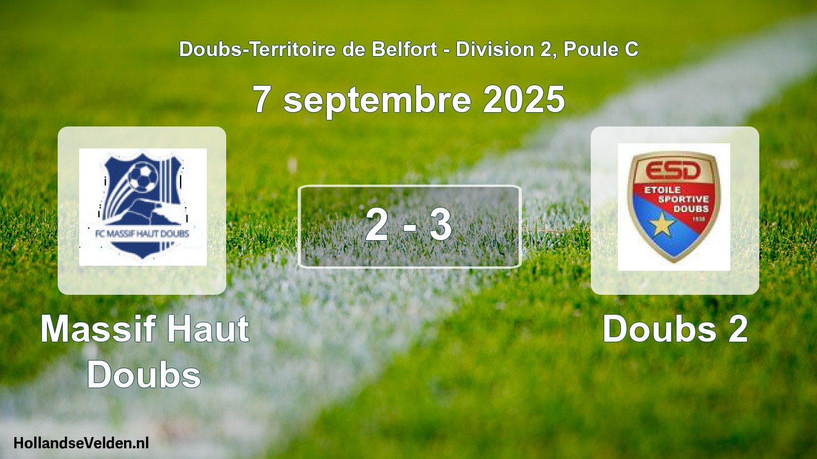 Match joué: Massif Haut Doubs - Doubs 2 2 - 3 (7 septembre 2025)