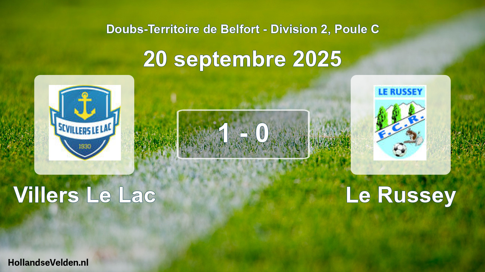 Gespeelde wedstrijd: Villers Le Lac - Le Russey 1 - 0 (20 september 2025)