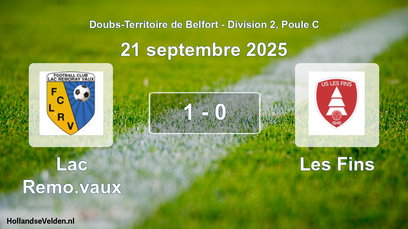 Match joué: Lac Remo.vaux - Les Fins 1 - 0 (21 septembre 2025)