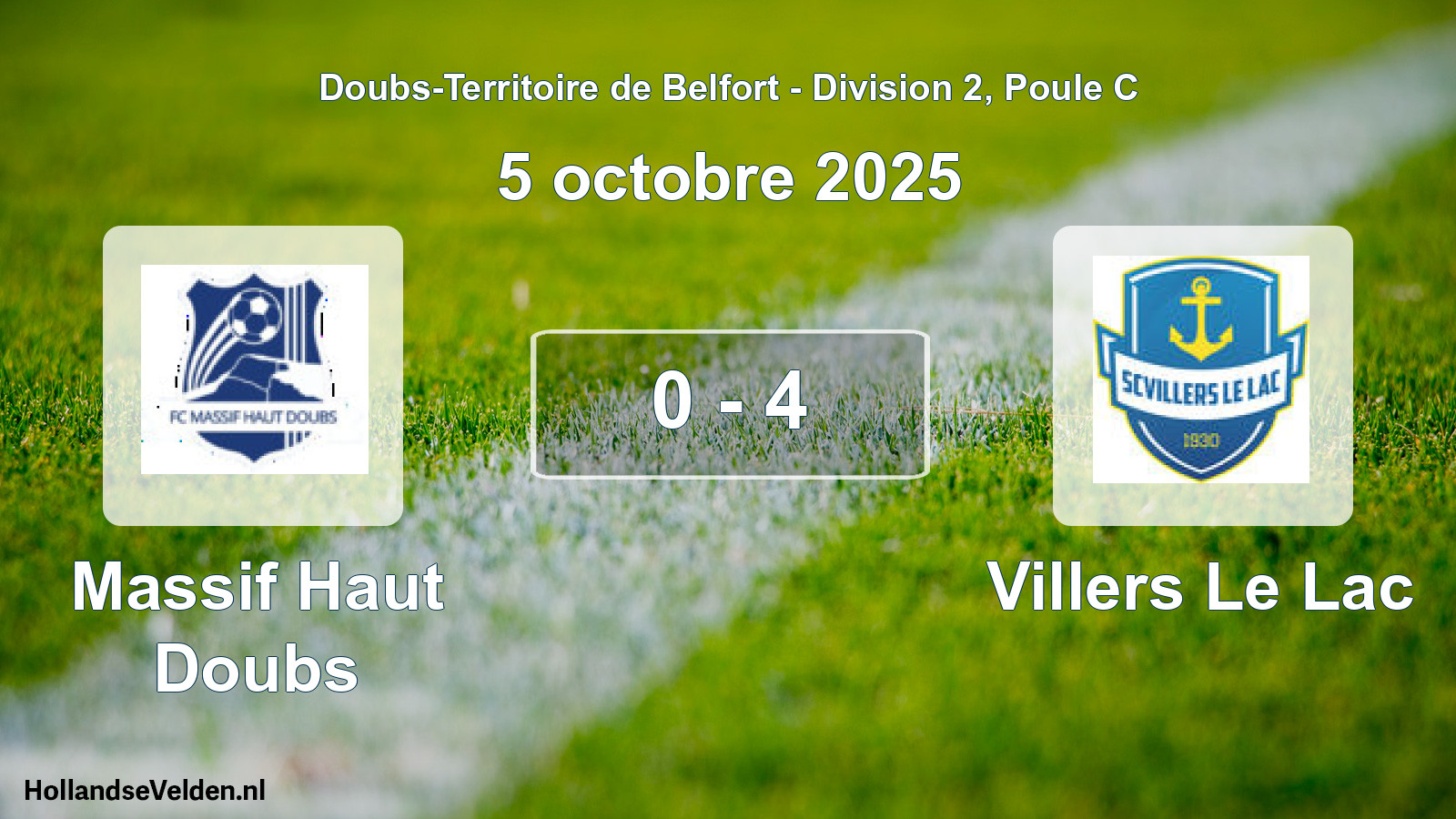 Match joué: Massif Haut Doubs - Villers Le Lac 0 - 4 (5 octobre 2025)