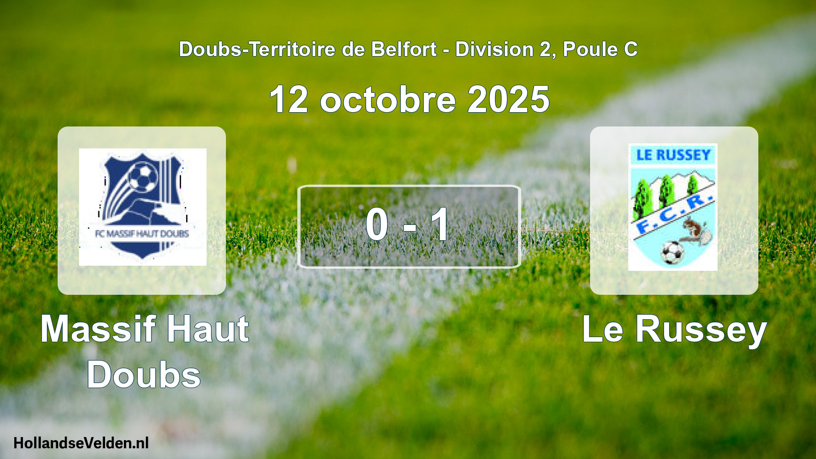 Match joué: Massif Haut Doubs - Le Russey 0 - 1 (12 octobre 2025)