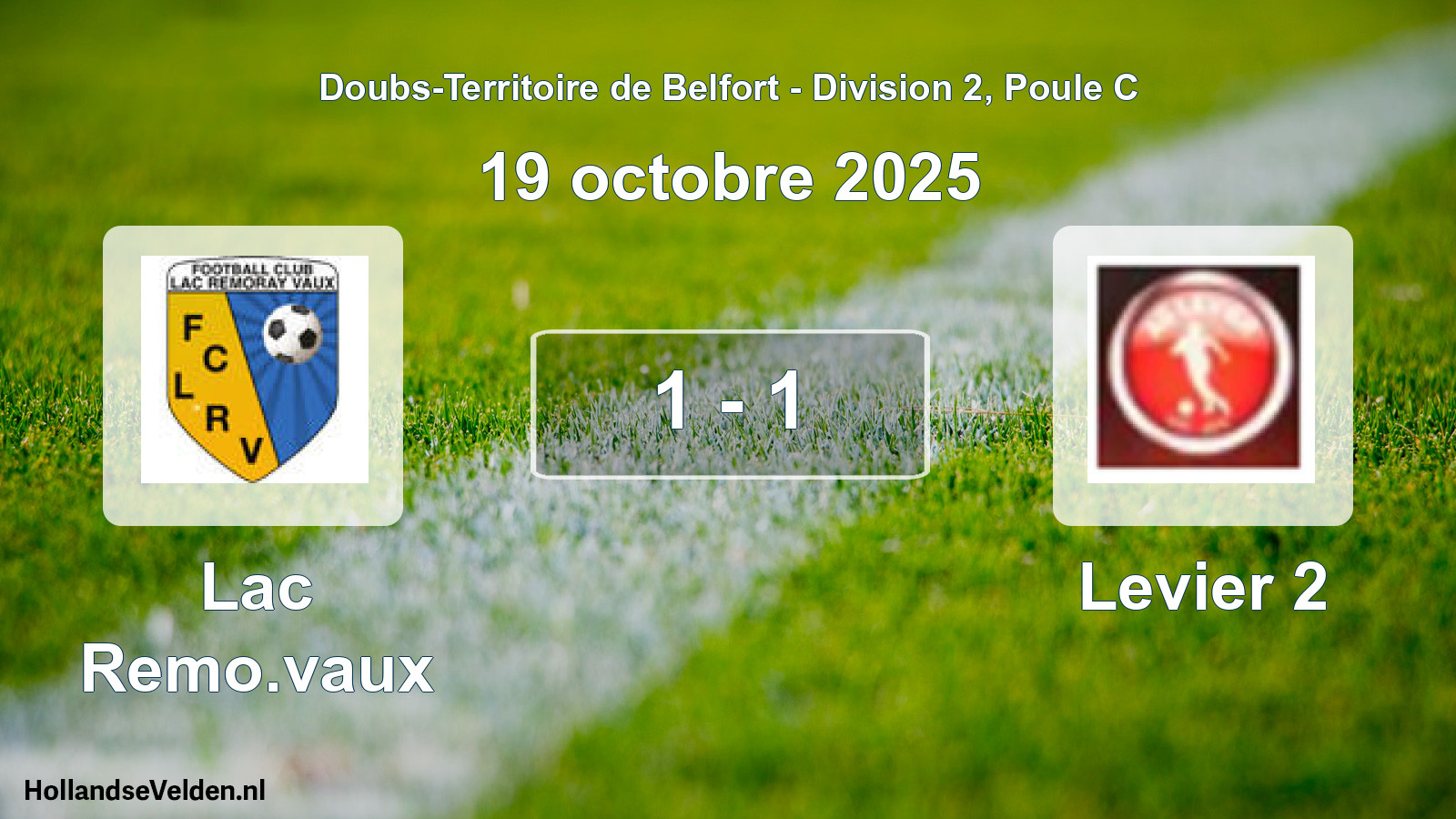 Match joué: Lac Remo.vaux - Levier 2 1 - 1 (19 octobre 2025)