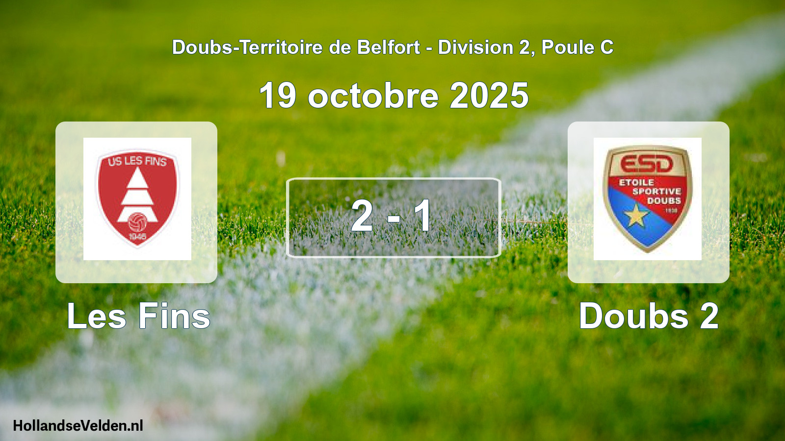 Match joué: Les Fins - Doubs 2 2 - 1 (19 octobre 2025)