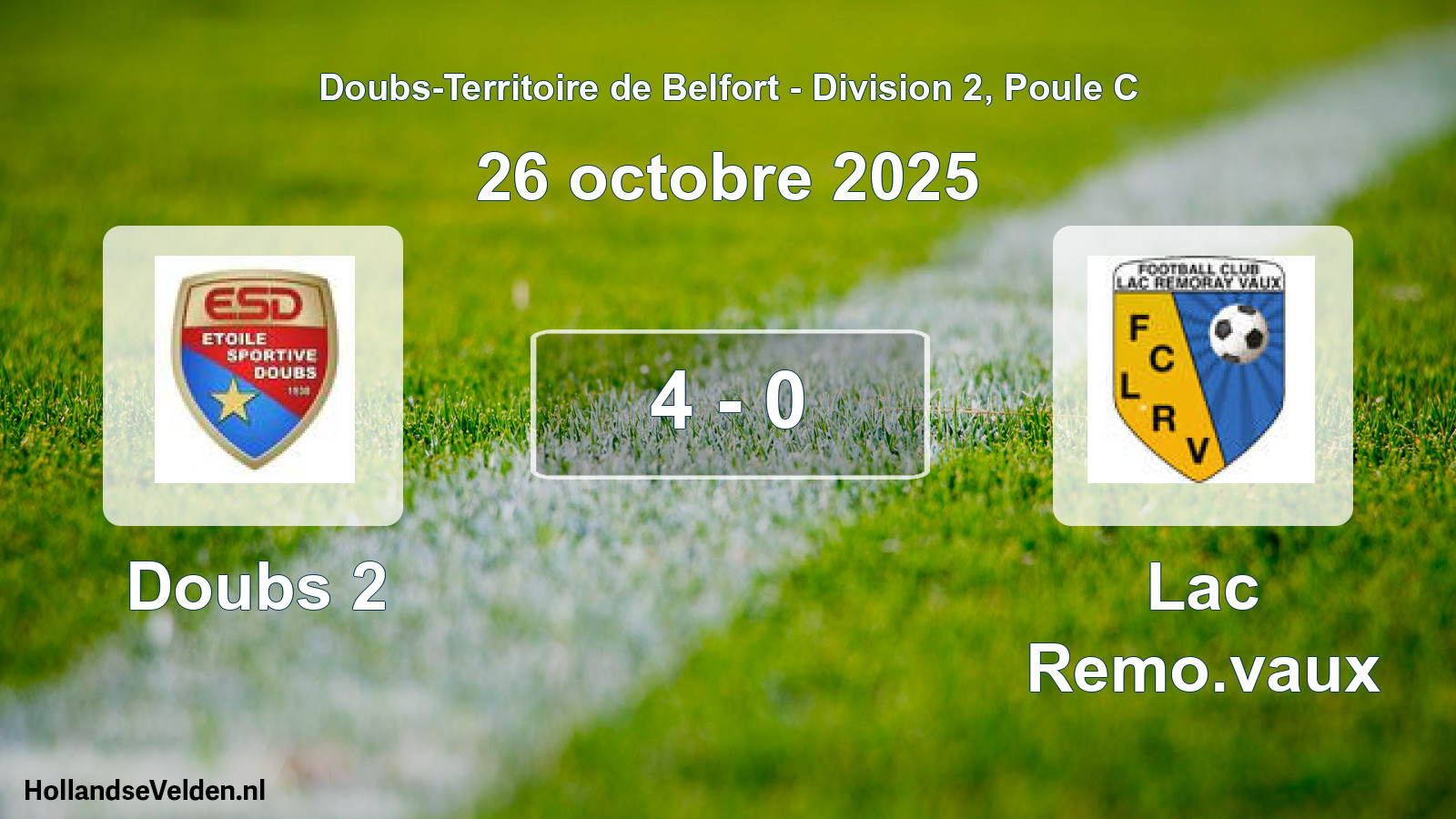 Match joué: Doubs 2 - Lac Remo.vaux 4 - 0 (26 octobre 2025)