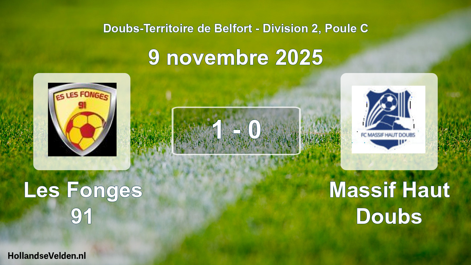 Match joué: Les Fonges 91 - Massif Haut Doubs 1 - 0 (9 novembre 2025)