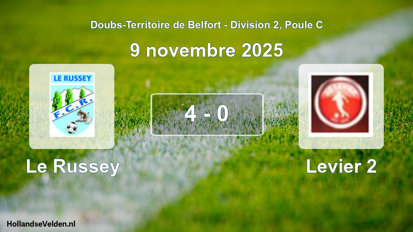 Match joué: Le Russey - Levier 2 4 - 0 (9 novembre 2025)