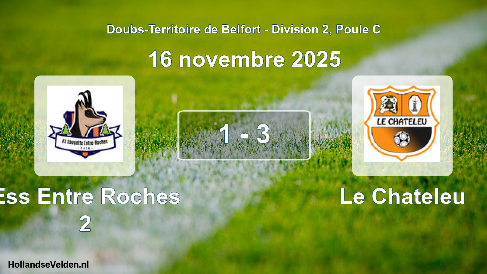 Match joué: Ess Entre Roches 2 - Le Chateleu 1 - 3 (16 novembre 2025)