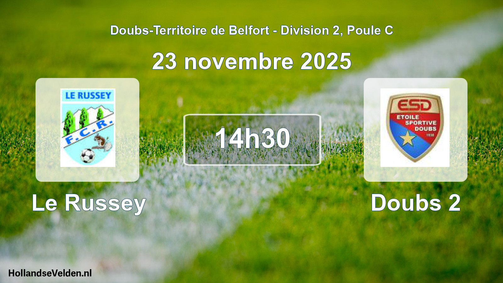 Match programmé: Le Russey - Doubs 2 (23 novembre 2025)