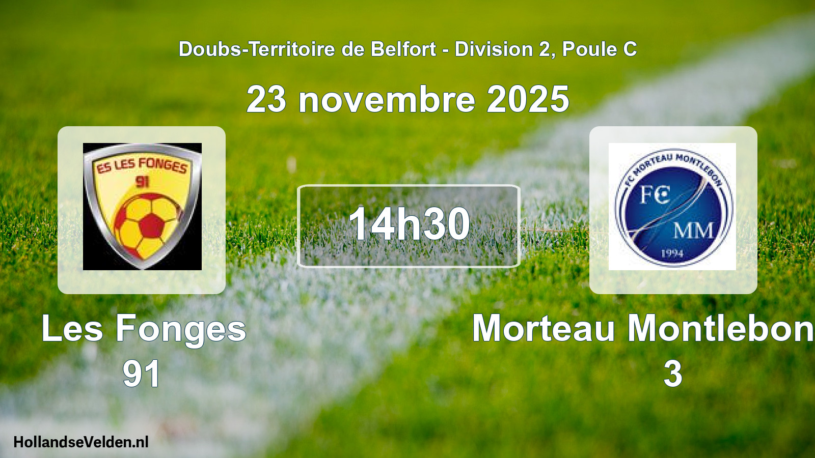 Match programmé: Les Fonges 91 - Morteau Montlebon FC 3 (23 novembre 2025)