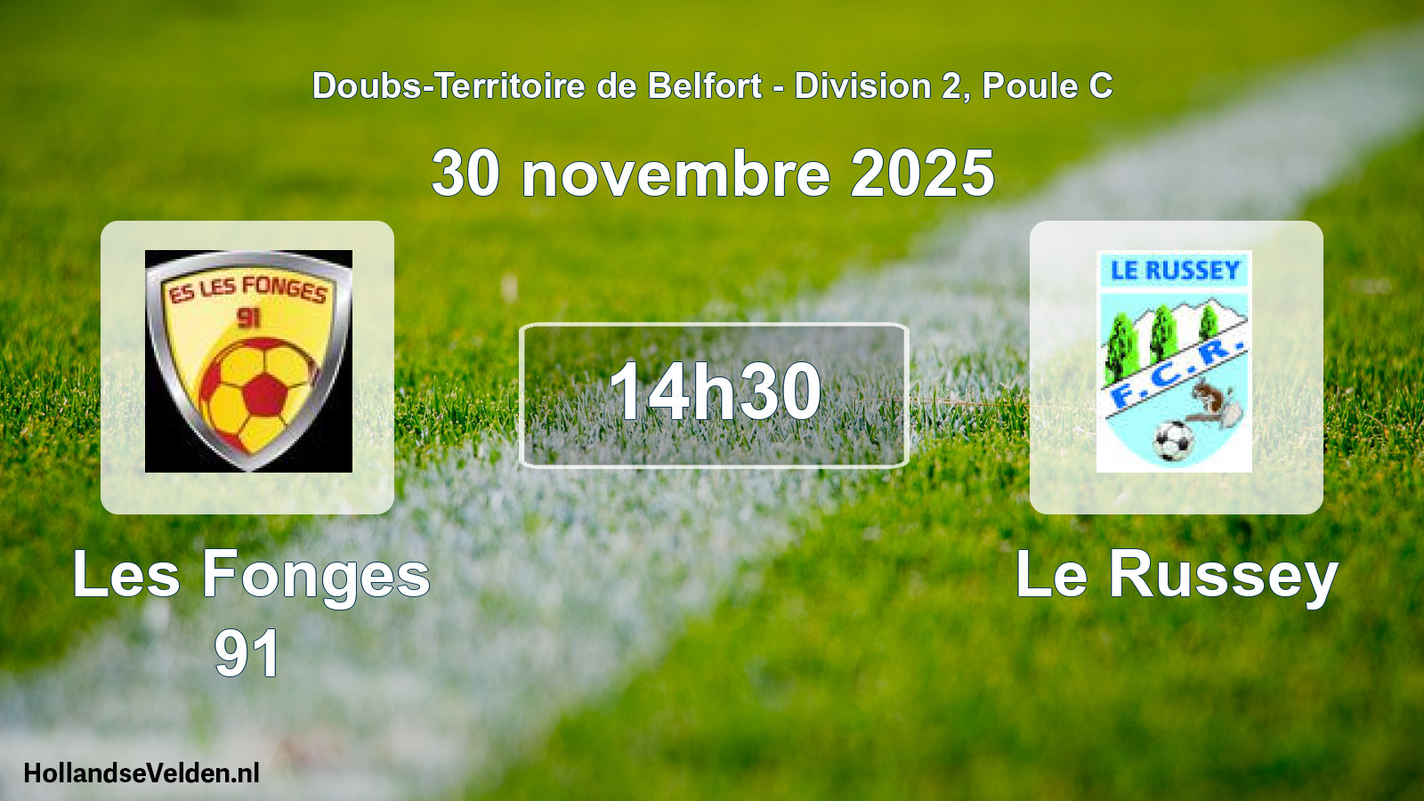 Match programmé: Les Fonges 91 - Le Russey (30 novembre 2025)