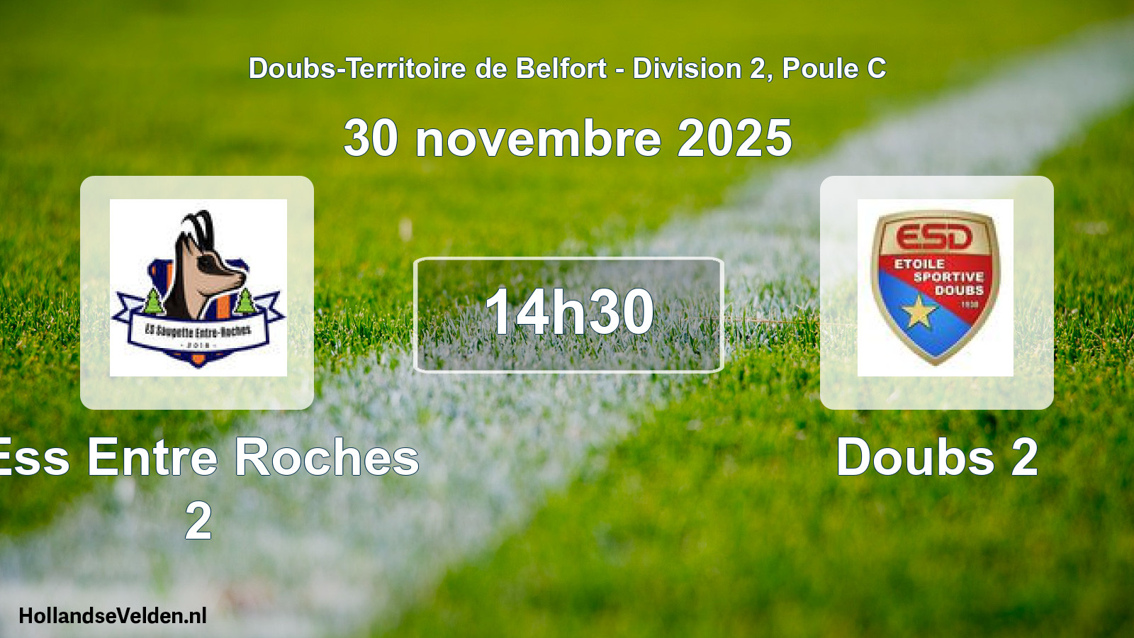 Match programmé: Ess Entre Roches 2 - Doubs 2 (30 novembre 2025)