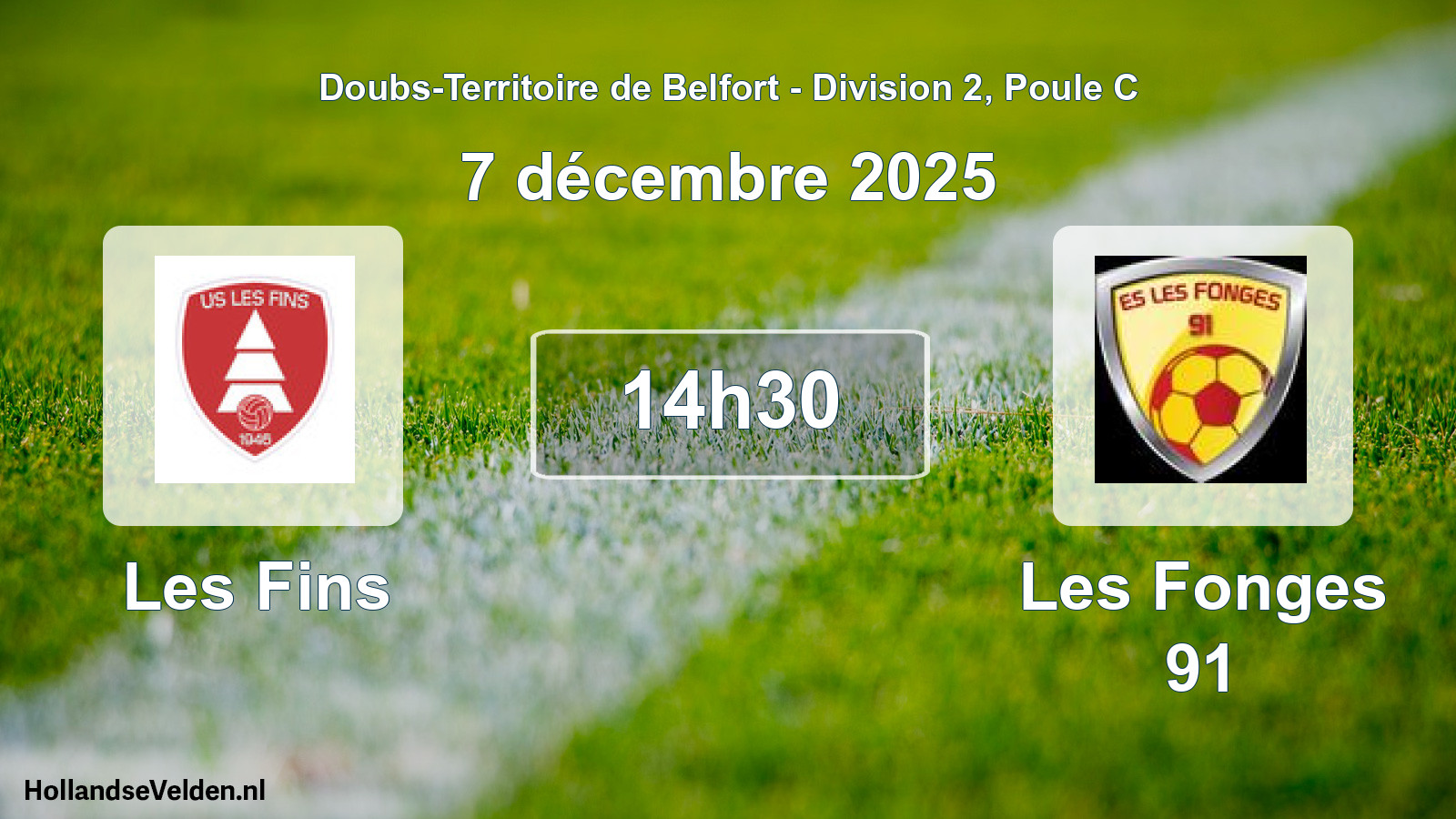 Geplande wedstrijd: Les Fins - Les Fonges 91 (7 december 2025)