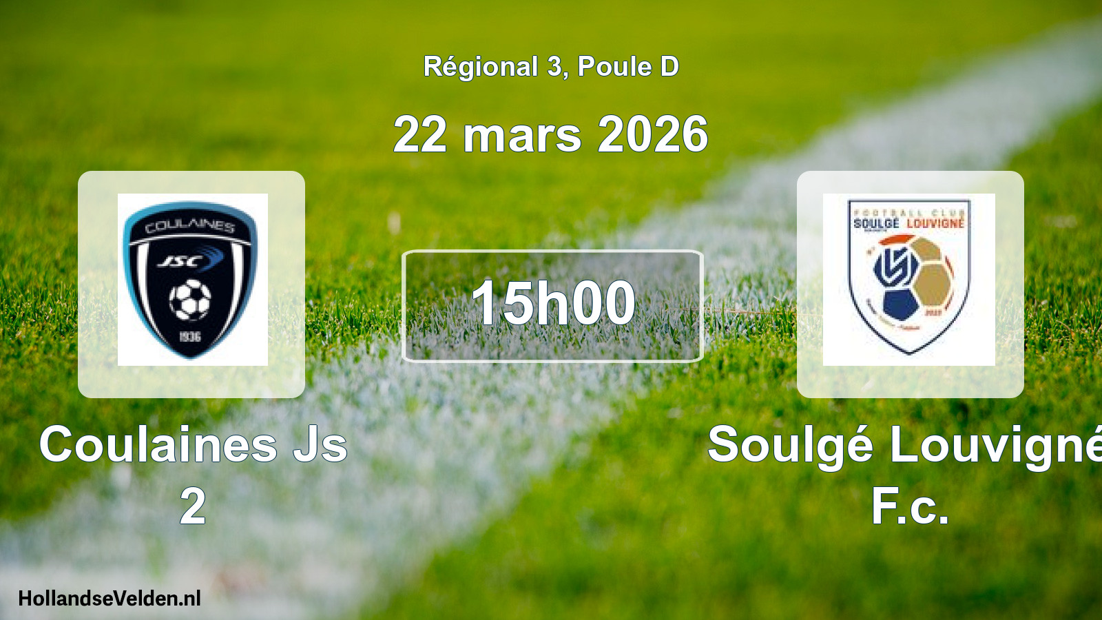 Geplande wedstrijd: Coulaines Js 2 - Soulgé Louvigné F.c. (22 mars 2026)