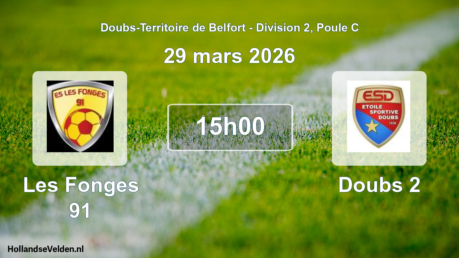 Geplande wedstrijd: Les Fonges 91 - Doubs 2 (29 maart 2026)