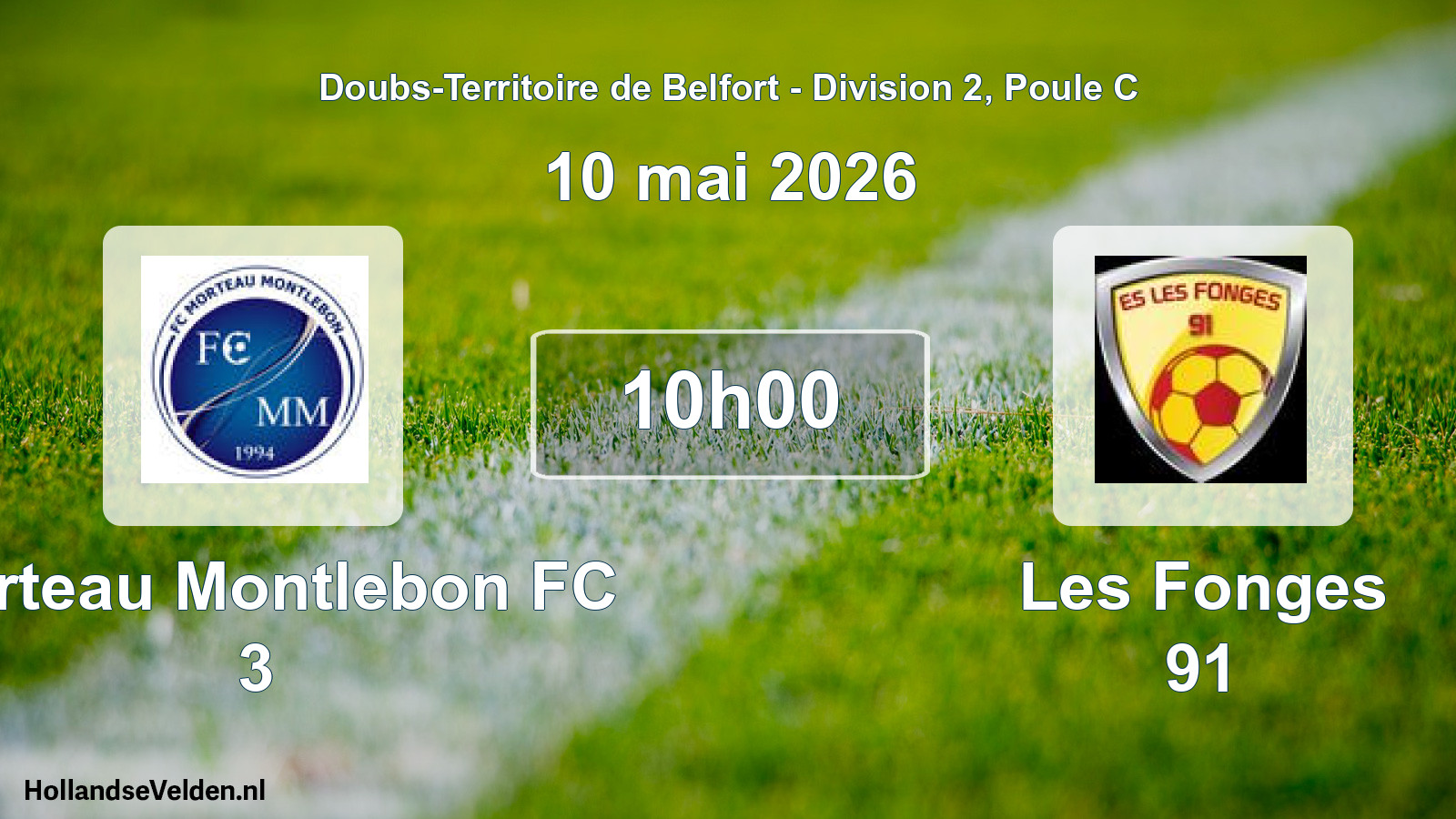 Match programmé: Morteau Montlebon FC 3 - Les Fonges 91 (10 mai 2026)