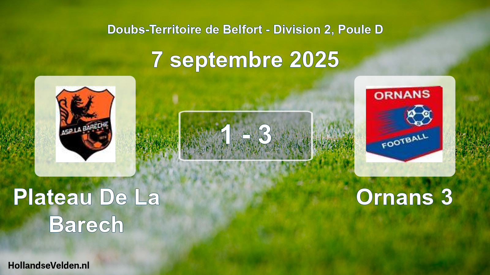 Match joué: Plateau De La Barech - Ornans 3 1 - 3 (7 septembre 2025)