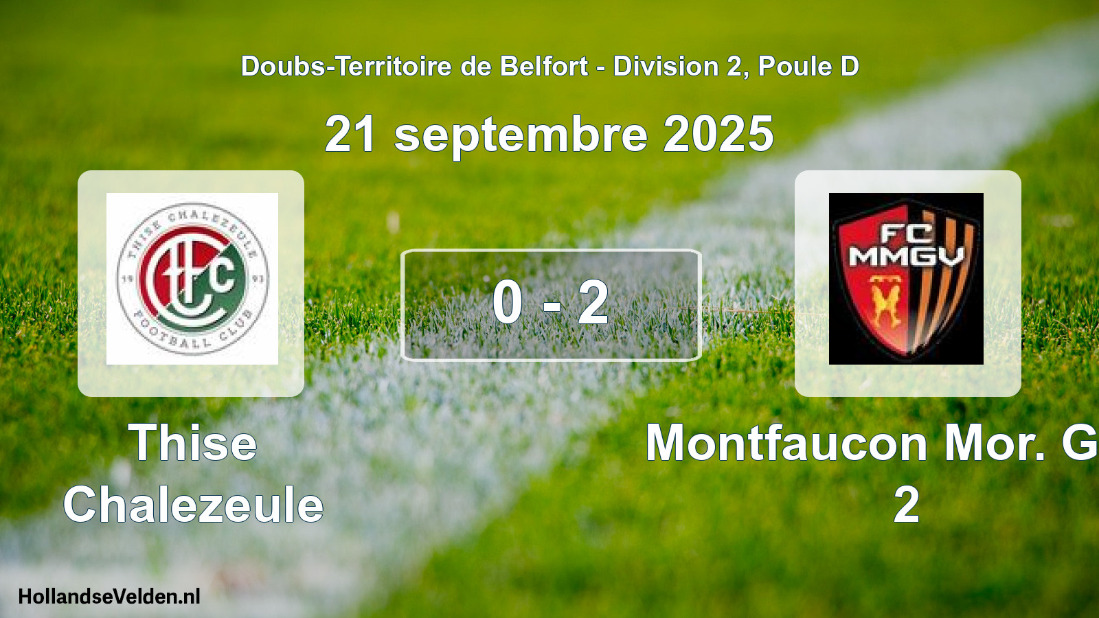 Match joué: Thise Chalezeule - Montfaucon Mor. Gen. 2 0 - 2 (21 septembre 2025)