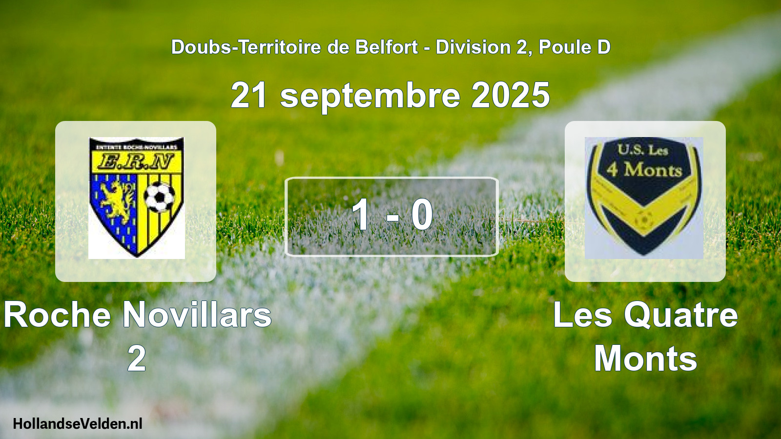 Match joué: Roche Novillars 2 - Les Quatre Monts 1 - 0 (21 septembre 2025)