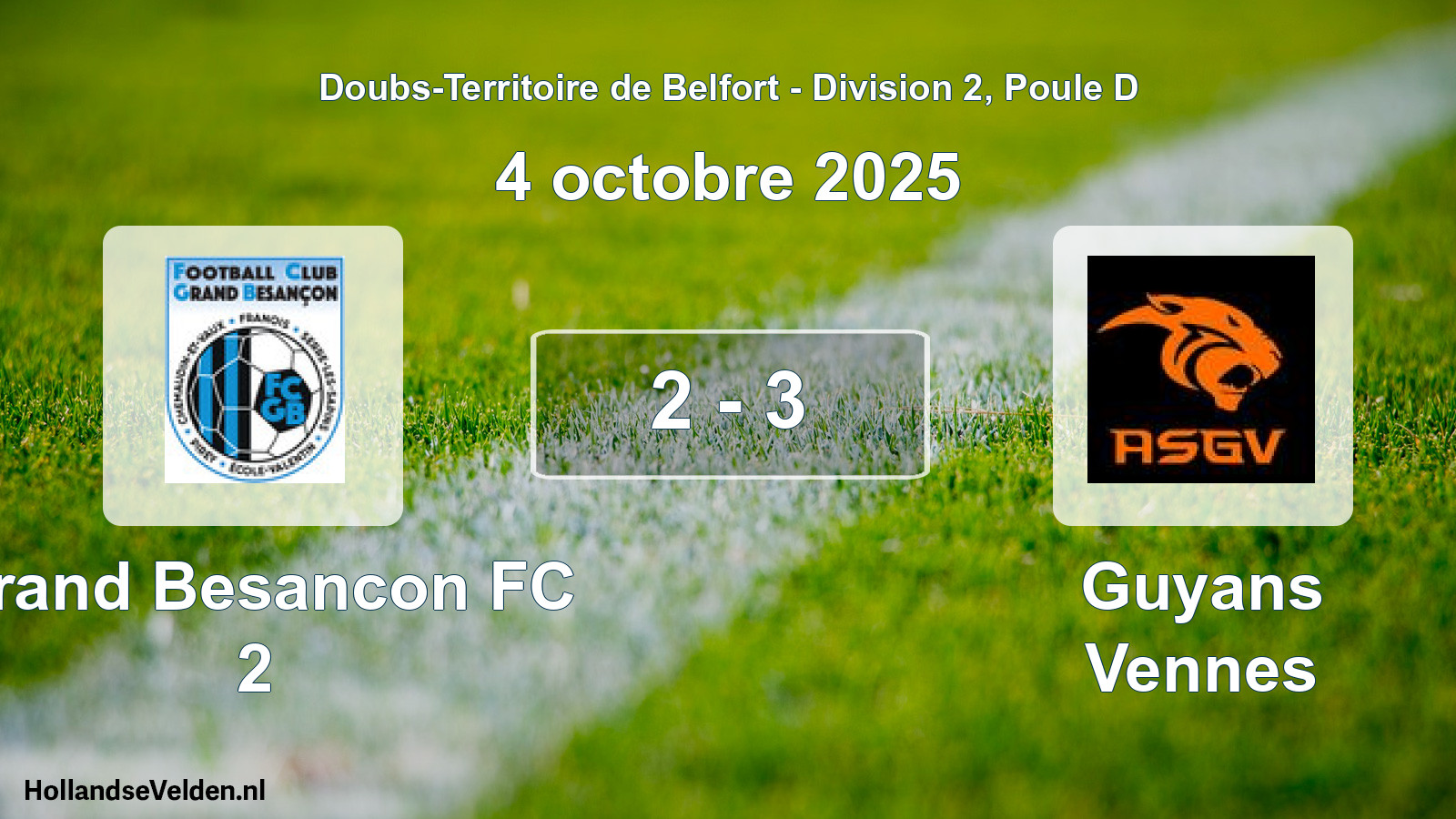 Gespeelde wedstrijd: Grand Besancon FC 2 - Guyans Vennes 2 - 3 (4 oktober 2025)