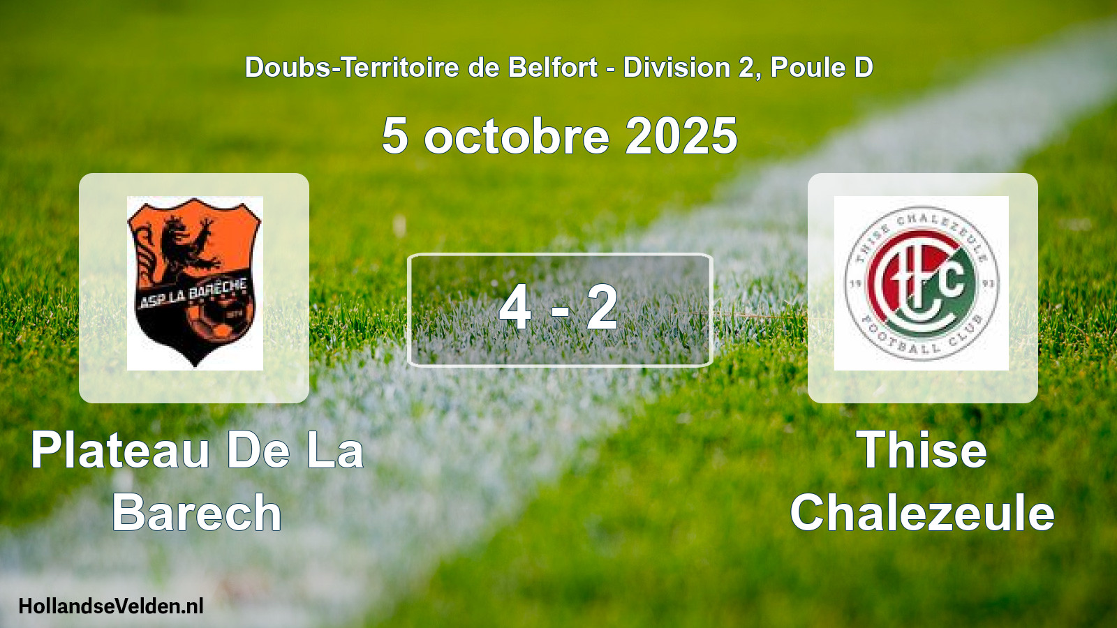 Total number of matches played: Plateau De La Barech - Thise Chalezeule 4 - 2 (5 October 2025)