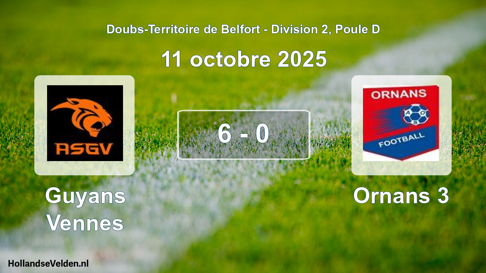 Gespeelde wedstrijd: Guyans Vennes - Ornans 3 6 - 0 (11 oktober 2025)