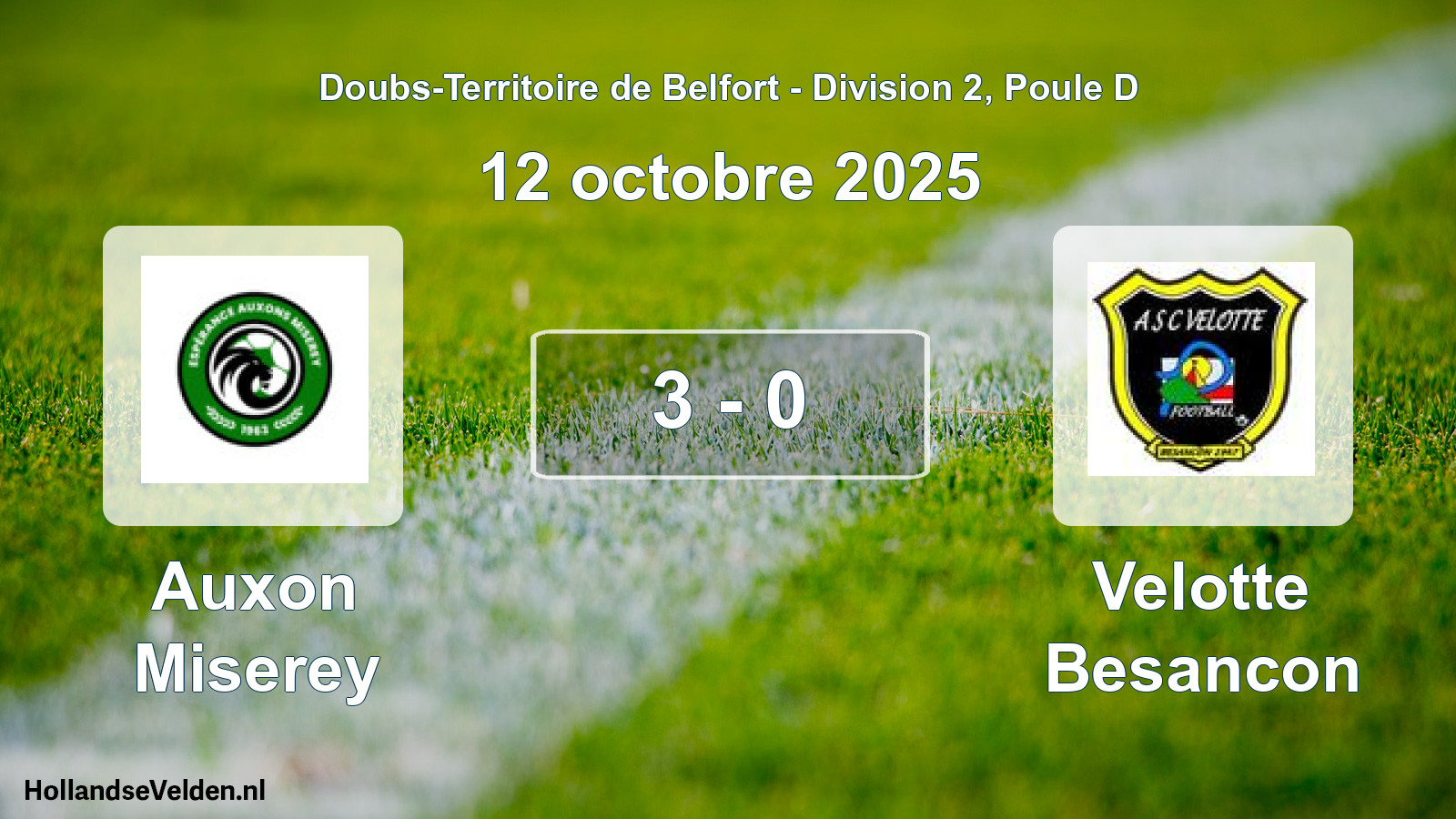 Total number of matches played: Auxon Miserey - Velotte Besancon 3 - 0 (12 October 2025)