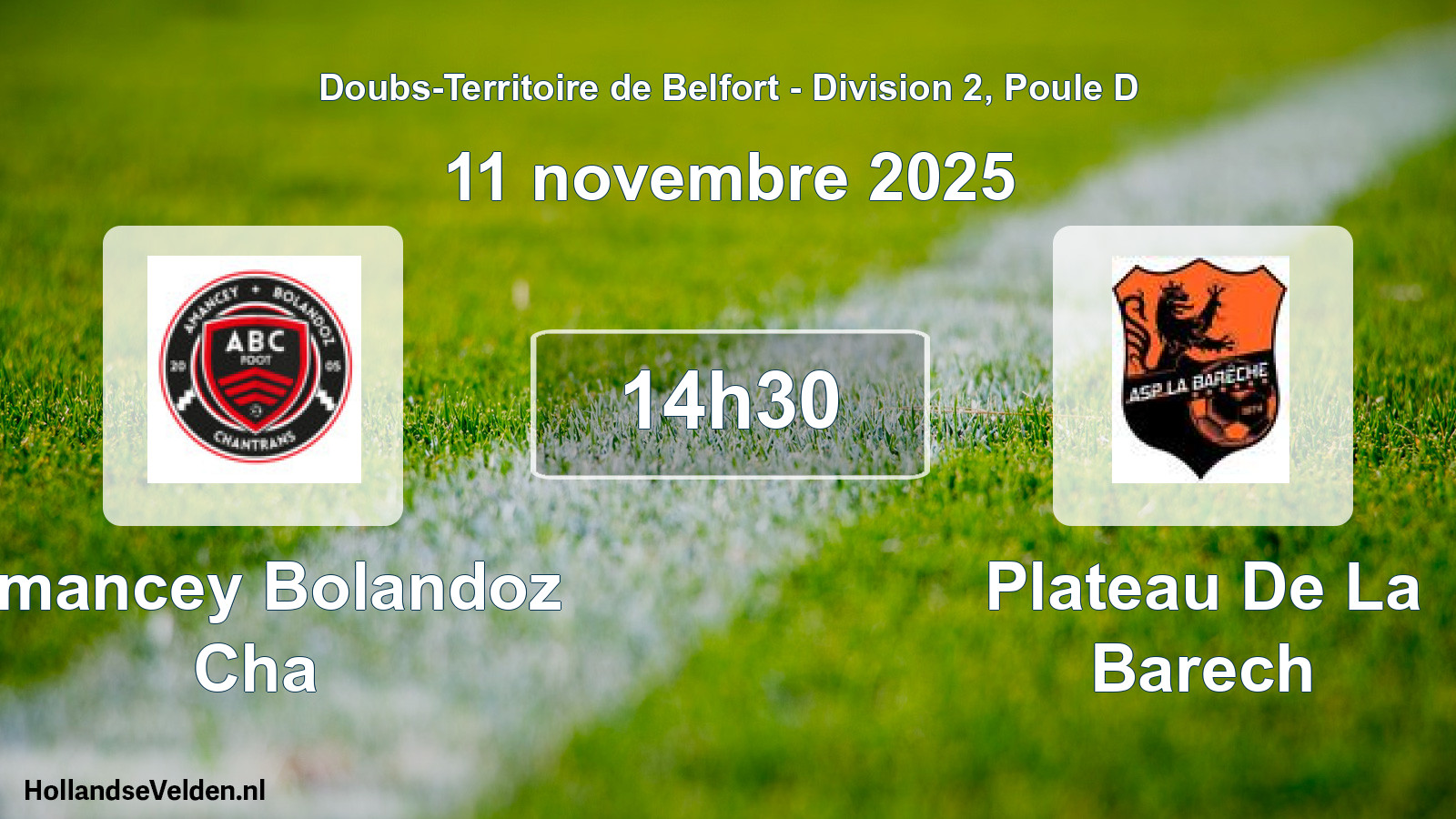 Scheduled Match: Amancey Bolandoz Cha - Plateau De La Barech (11 November 2025)