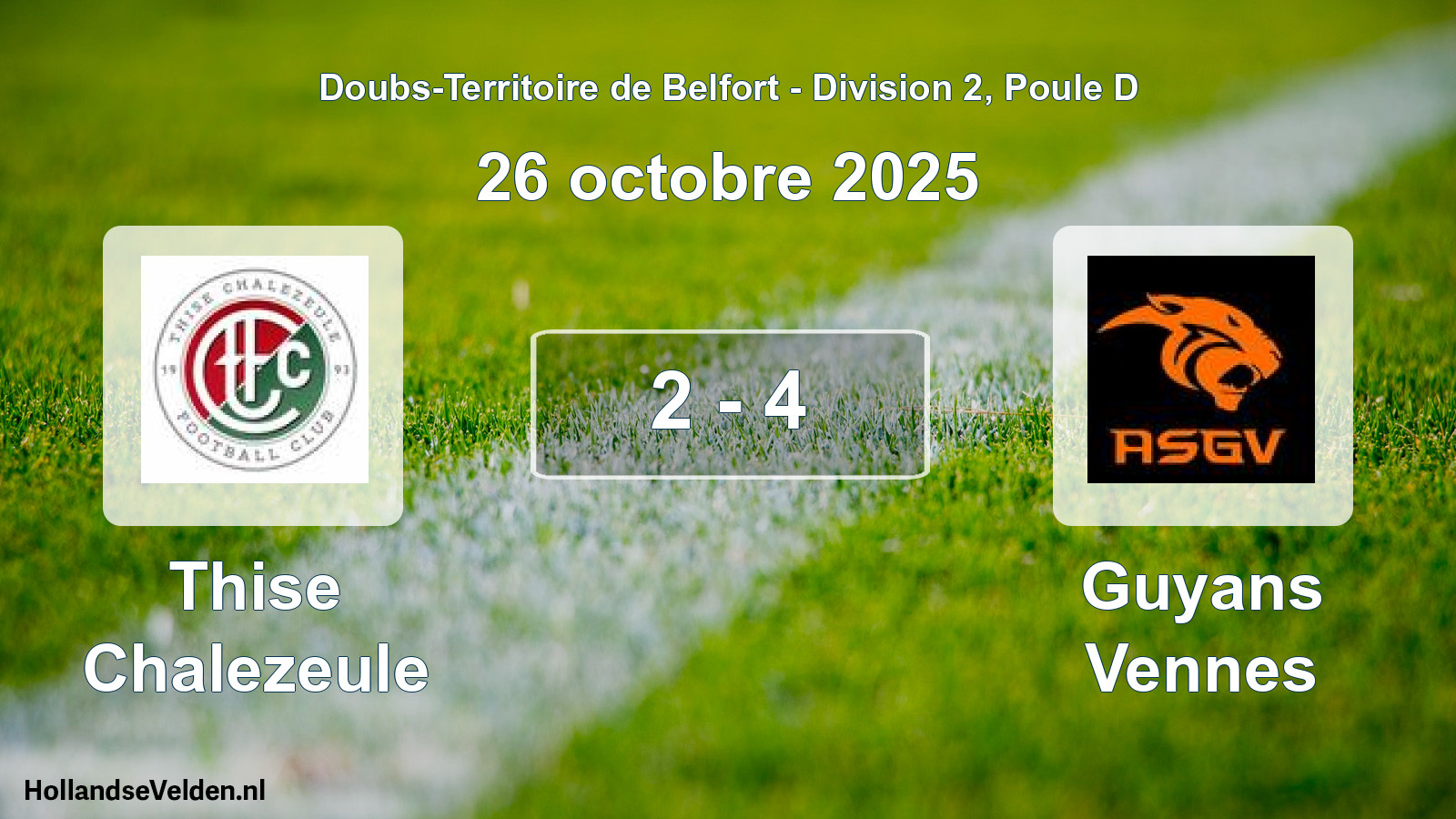 Total number of matches played: Thise Chalezeule - Guyans Vennes 2 - 4 (26 October 2025)