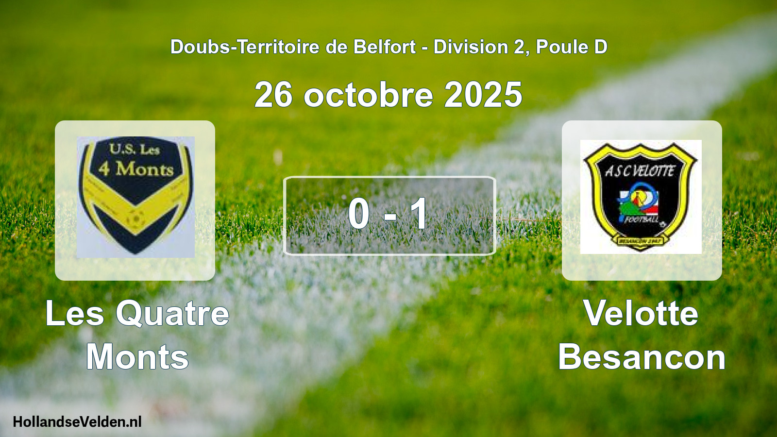 Match joué: Les Quatre Monts - Velotte Besancon 0 - 1 (26 octobre 2025)