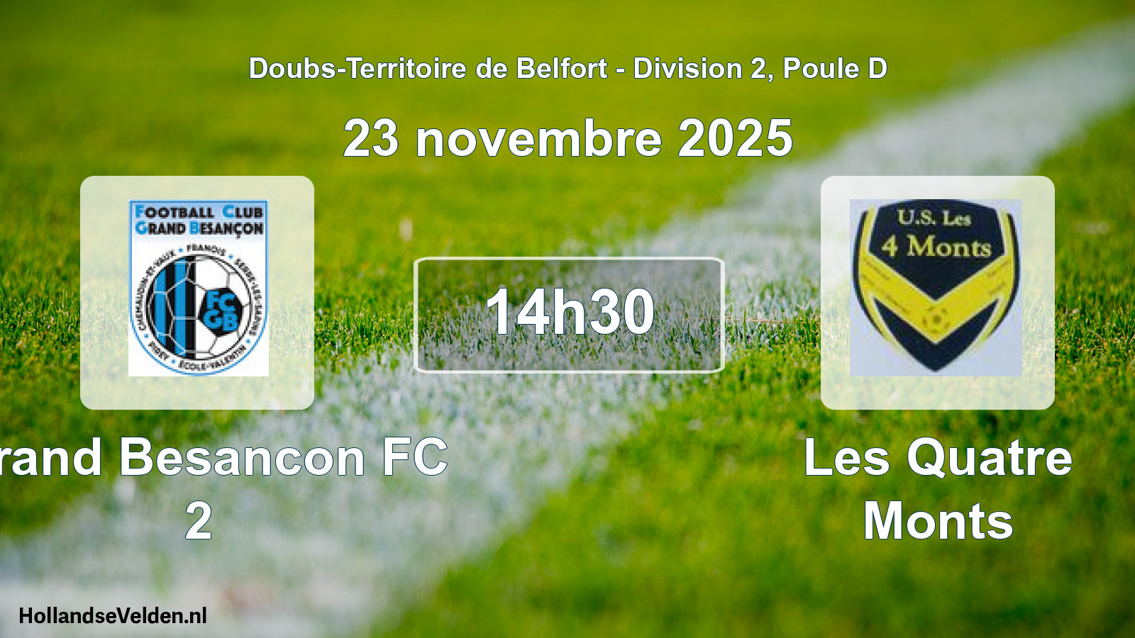 Scheduled Match: Grand Besancon FC 2 - Les Quatre Monts (23 November 2025)