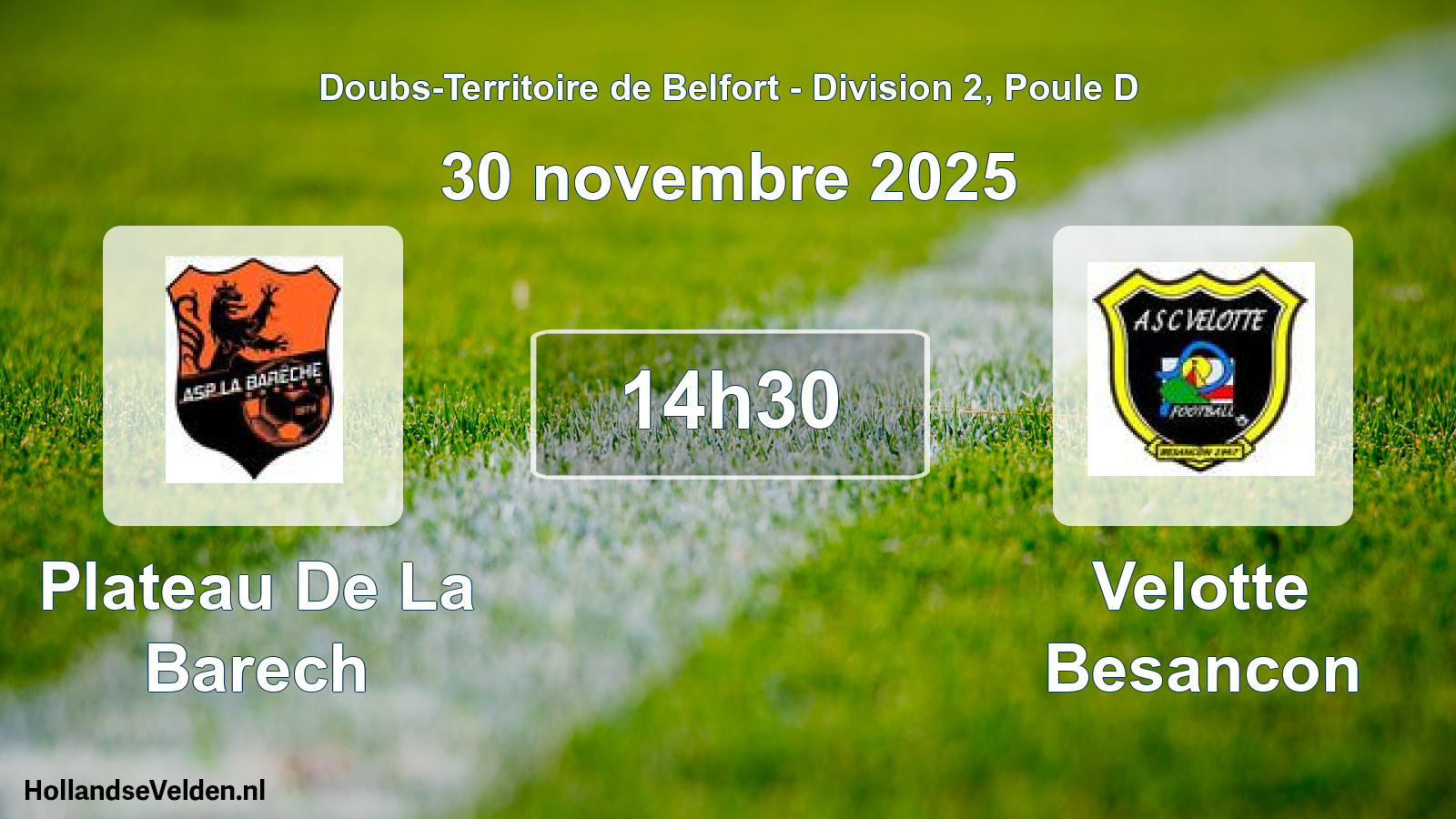 Match programmé: Plateau De La Barech - Velotte Besancon (30 novembre 2025)