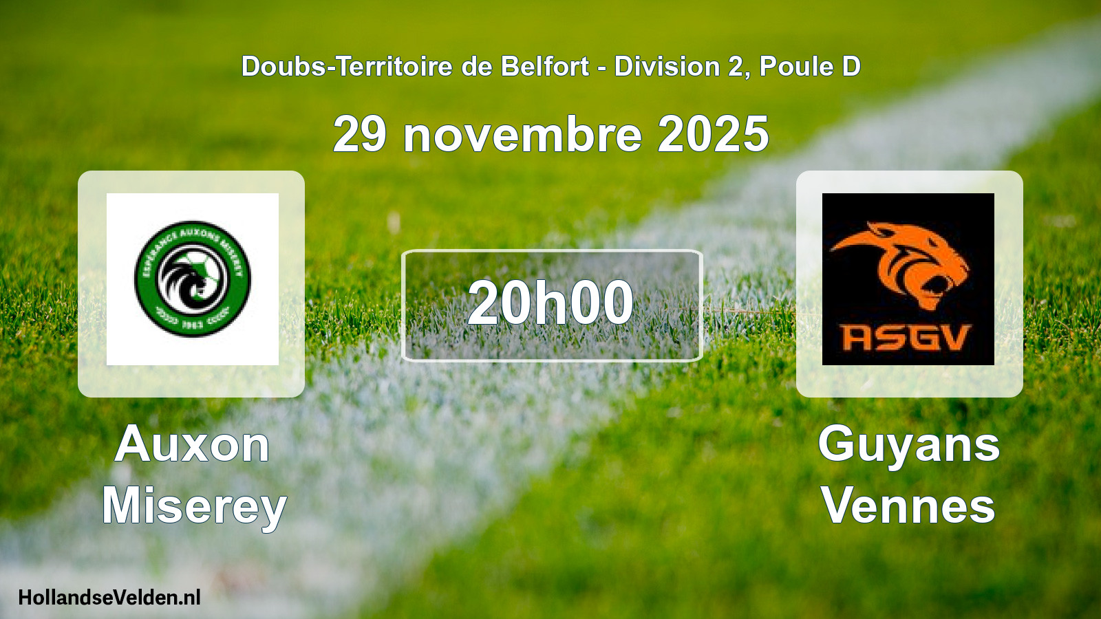 Match programmé: Auxon Miserey - Guyans Vennes (29 novembre 2025)
