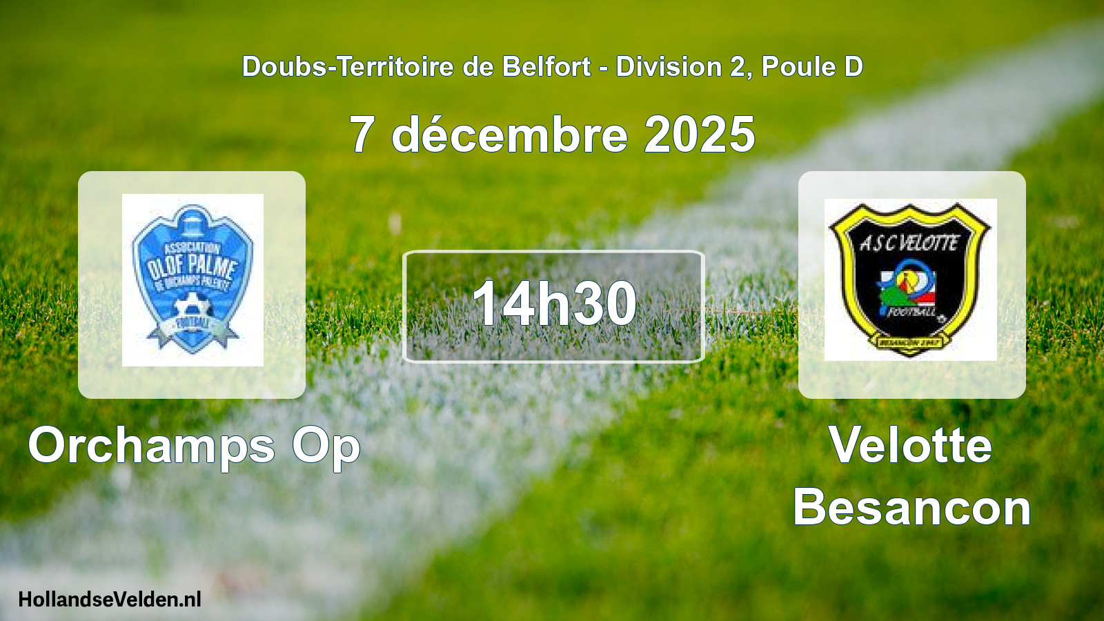 Match programmé: Orchamps Op - Velotte Besancon (7 décembre 2025)