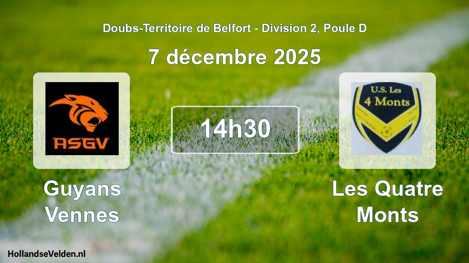 Geplande wedstrijd: Guyans Vennes - Les Quatre Monts (7 december 2025)