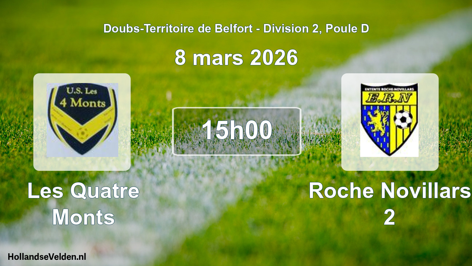 Match programmé: Les Quatre Monts - Roche Novillars 2 (8 mars 2026)