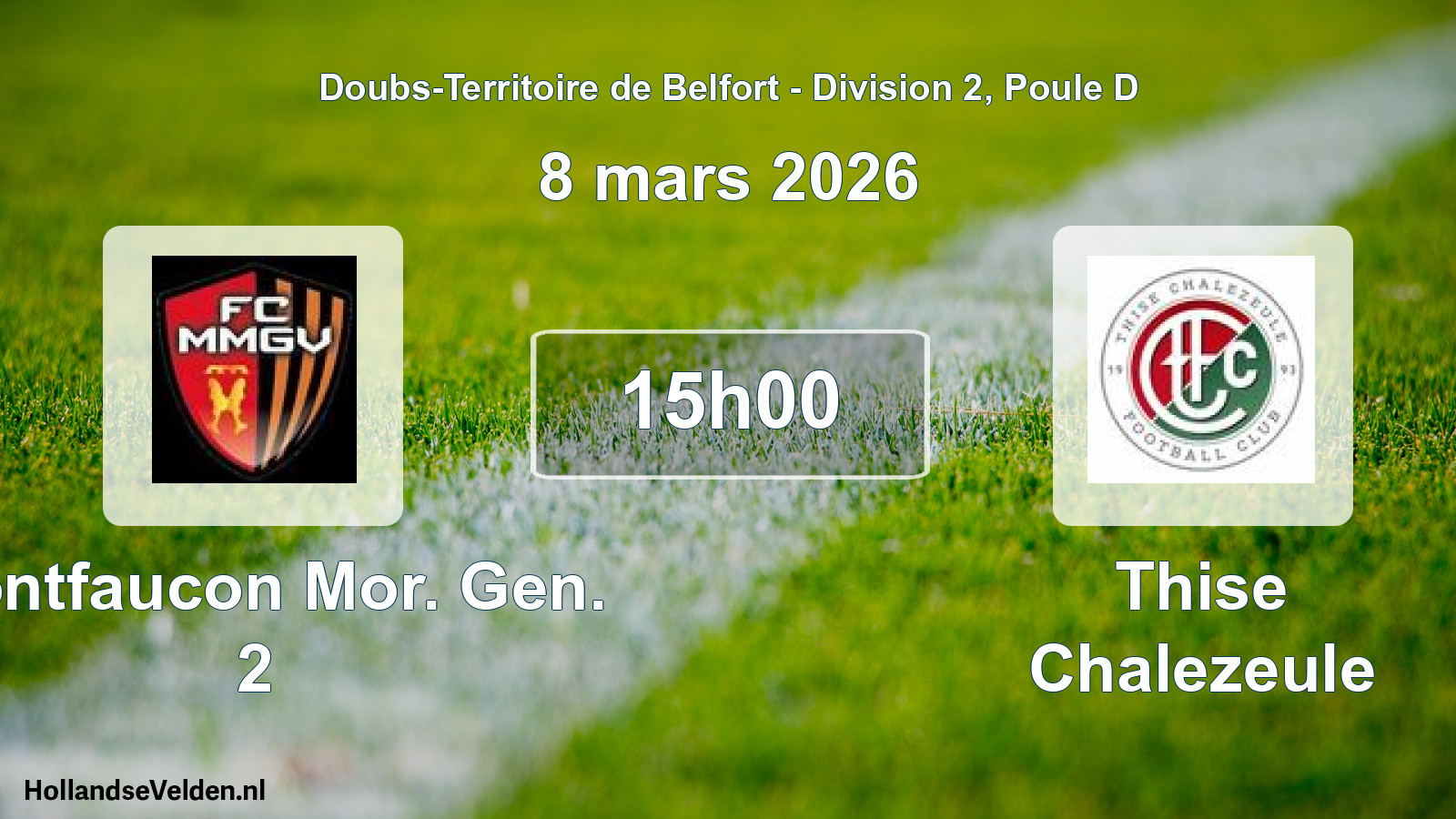 Match programmé: Montfaucon Mor. Gen. 2 - Thise Chalezeule (8 mars 2026)