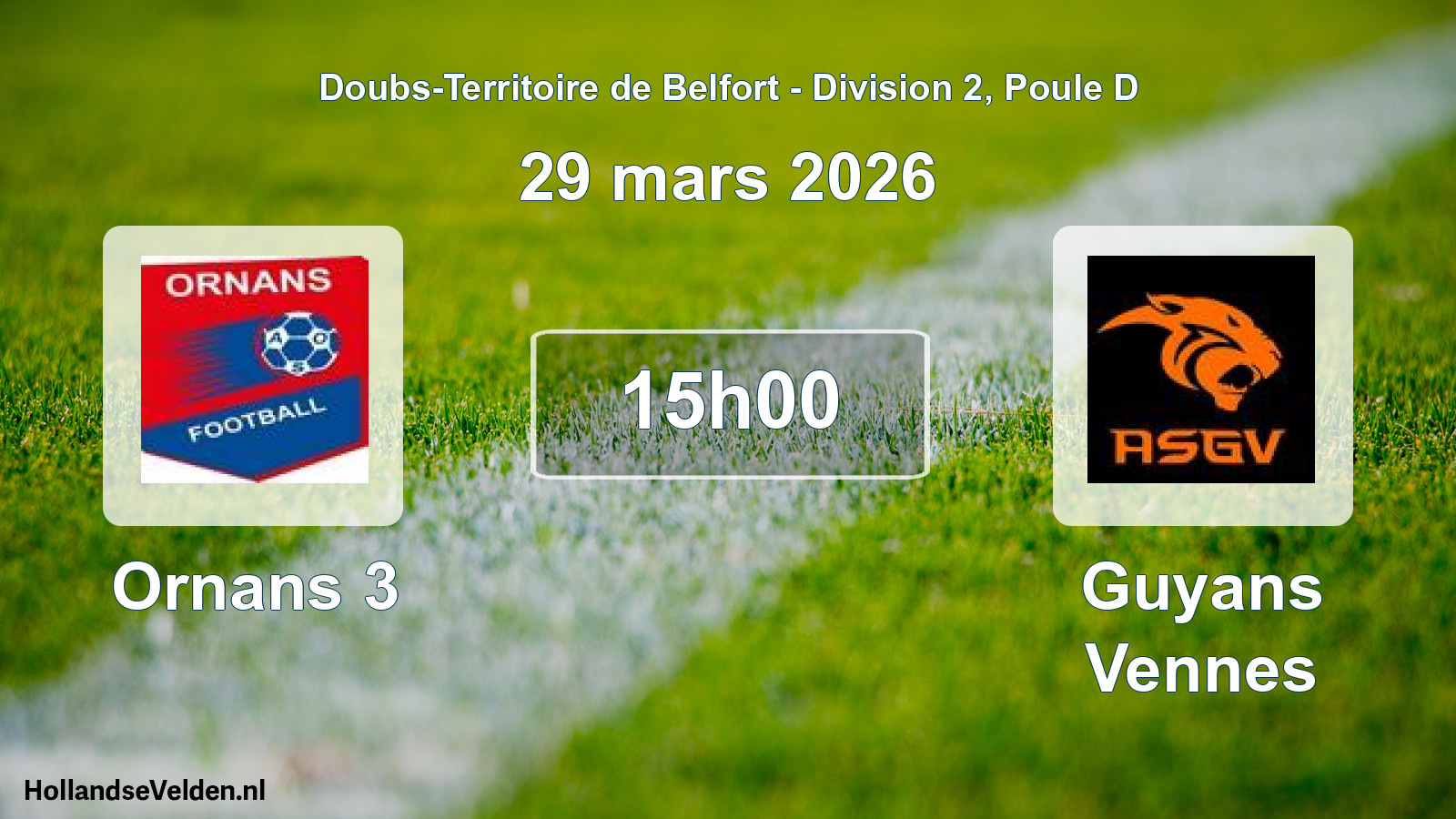 Geplande wedstrijd: Ornans 3 - Guyans Vennes (29 maart 2026)