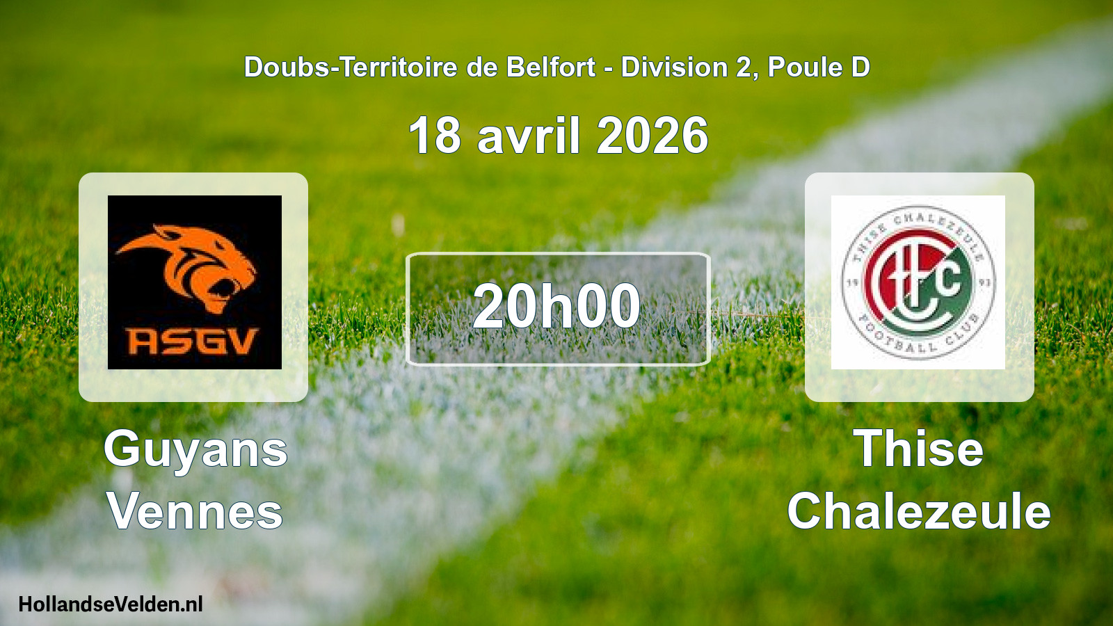 Match programmé: Guyans Vennes - Thise Chalezeule (18 avril 2026)