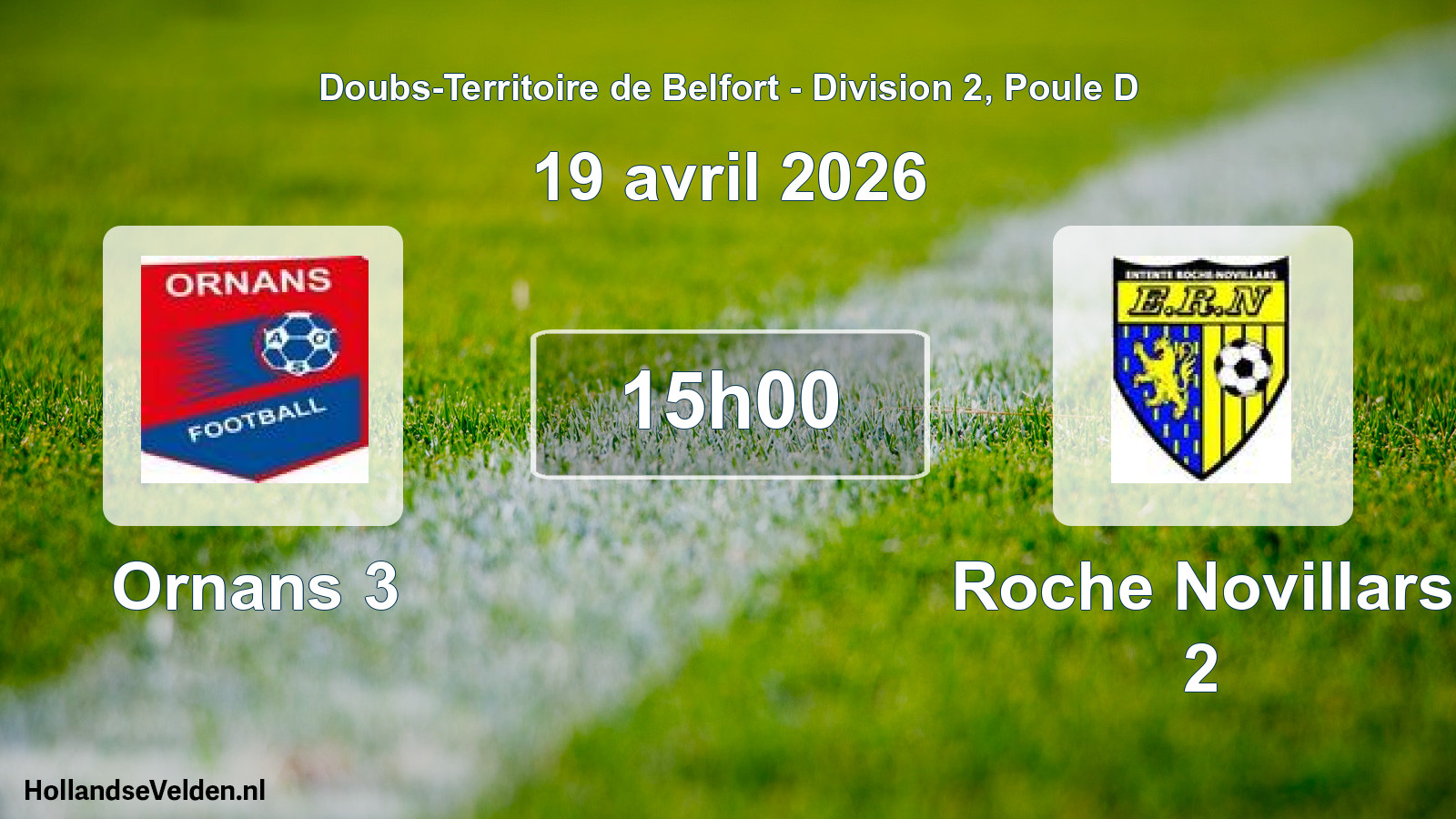 Match programmé: Ornans 3 - Roche Novillars 2 (19 avril 2026)