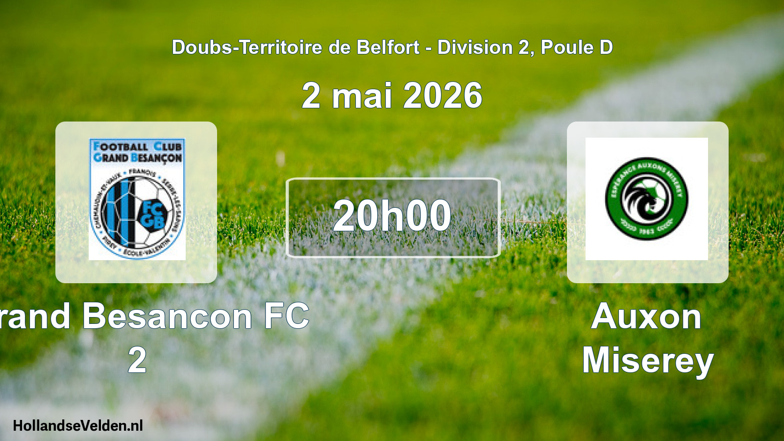 Match programmé: Grand Besancon FC 2 - Auxon Miserey (2 mai 2026)