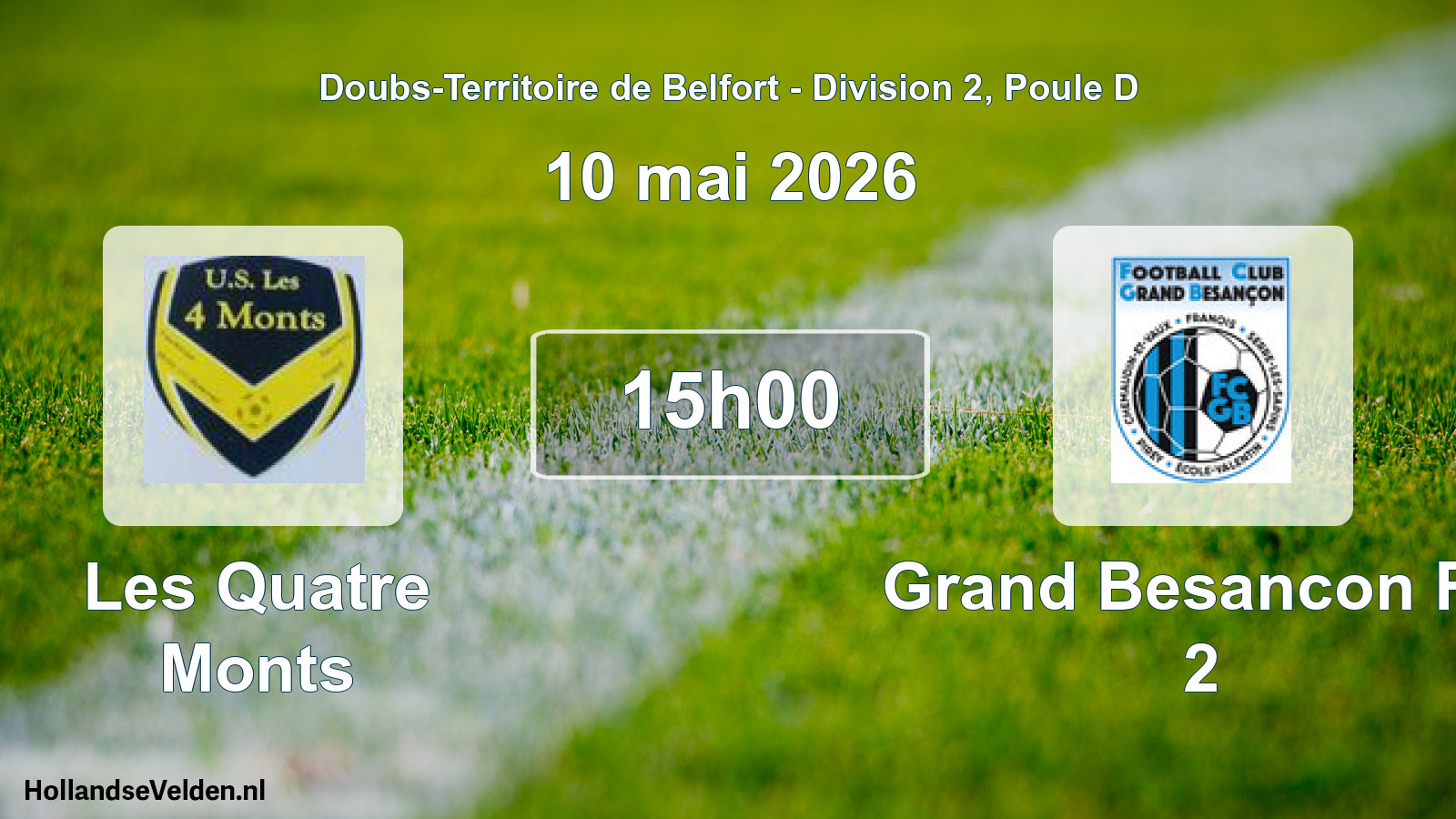 Match programmé: Les Quatre Monts - Grand Besancon FC 2 (10 mai 2026)