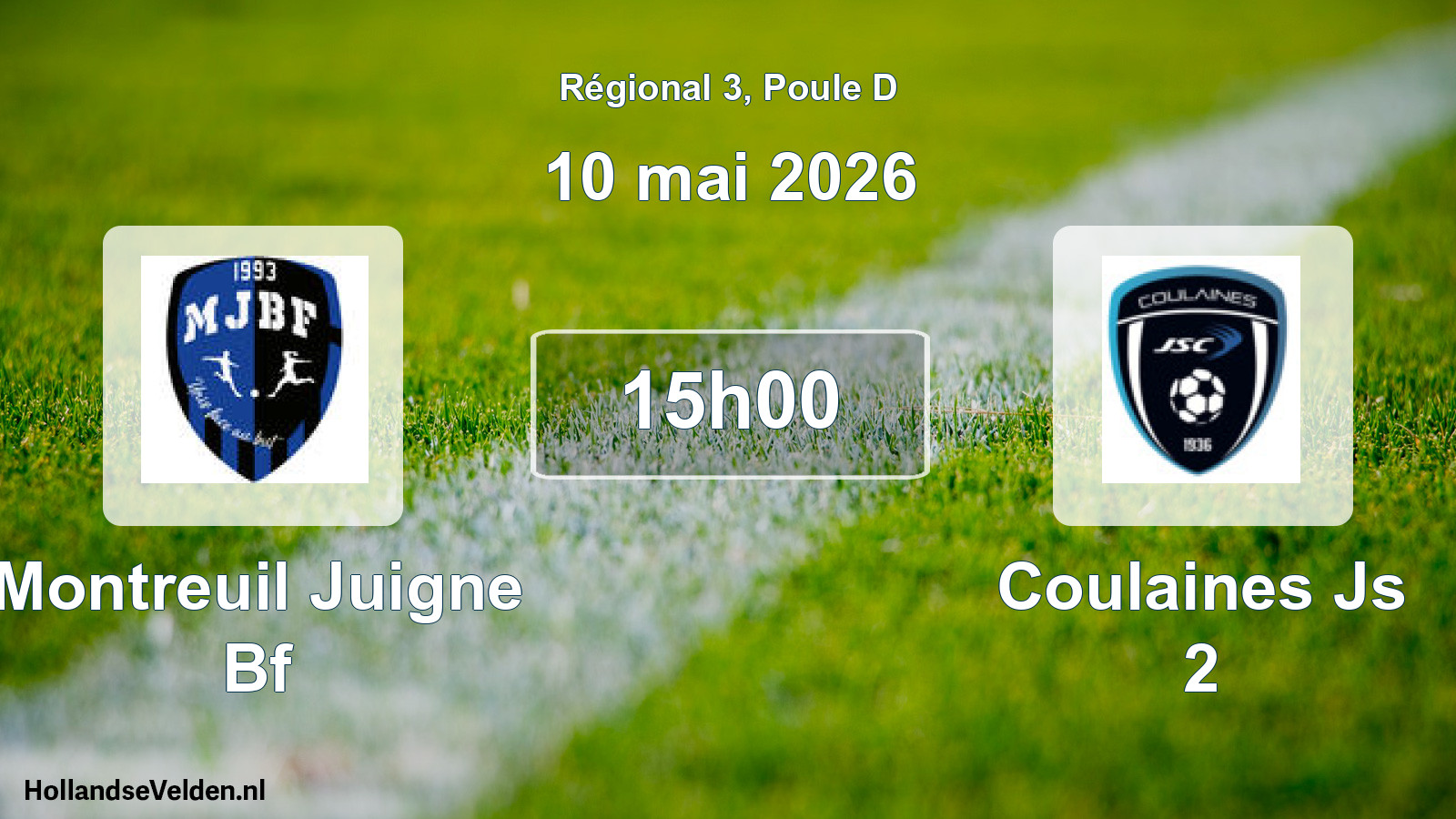 Geplande wedstrijd: Montreuil Juigne Bf - Coulaines Js 2 (10 mai 2026)