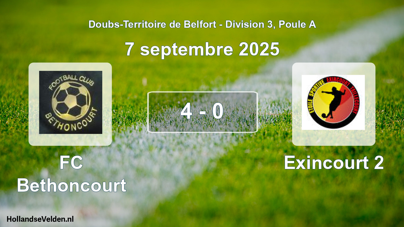 Gespeelde wedstrijd: FC Bethoncourt - Exincourt 2 4 - 0 (7 september 2025)