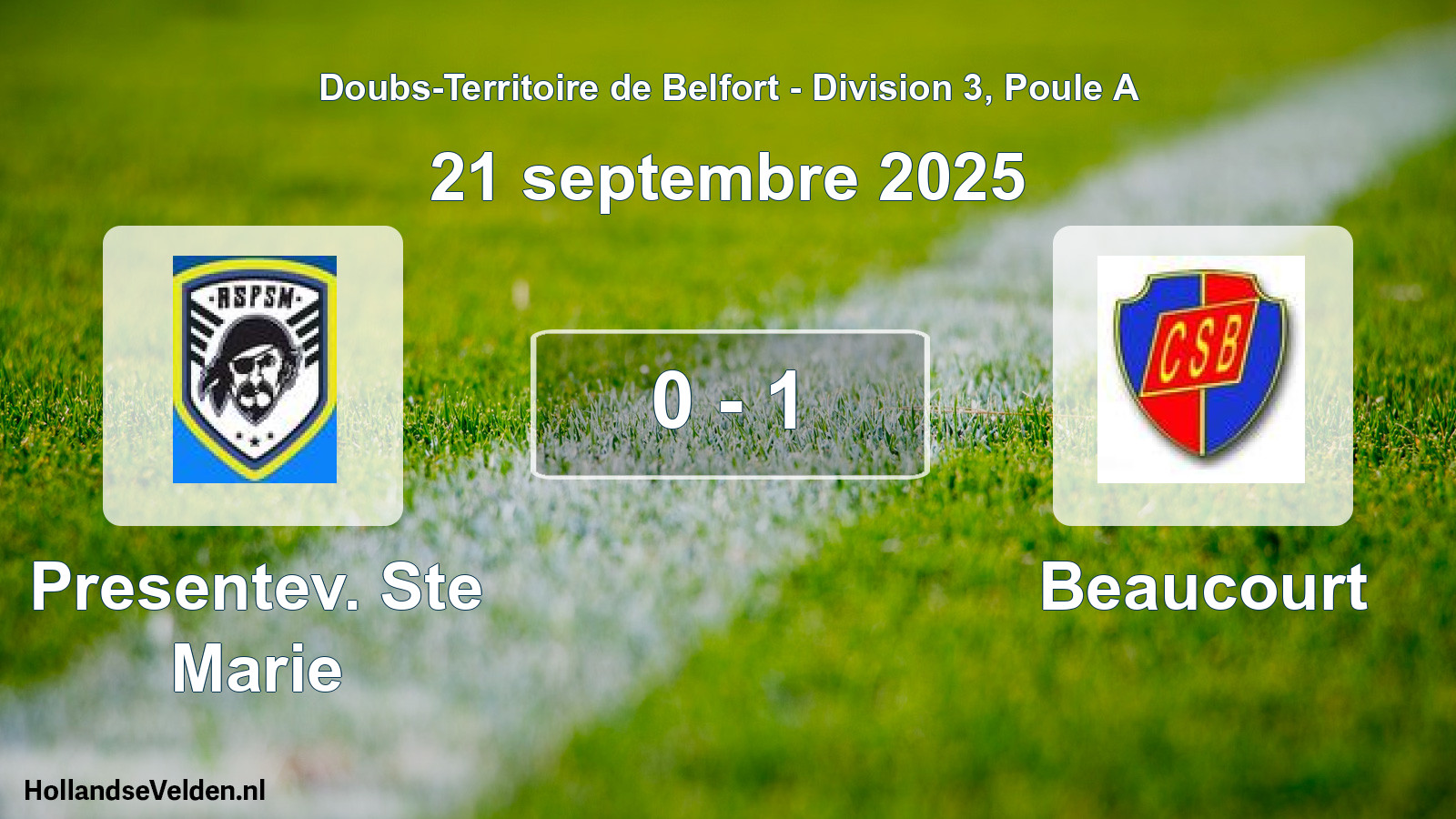 Total number of matches played: Presentev. Ste Marie - Beaucourt 0 - 1 (21 September 2025)