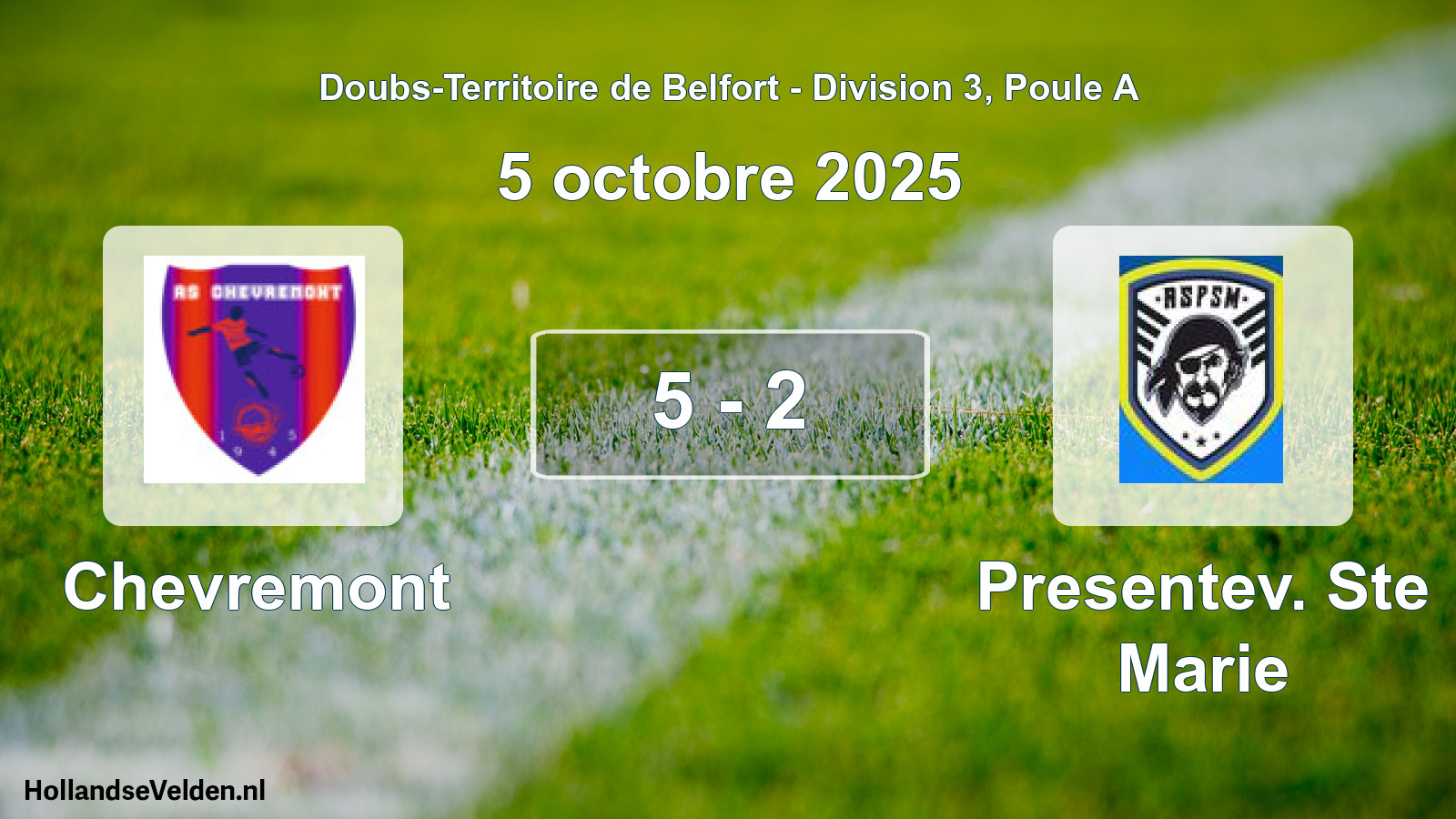 Gespeelde wedstrijd: Chevremont - Presentev. Ste Marie 5 - 2 (5 oktober 2025)