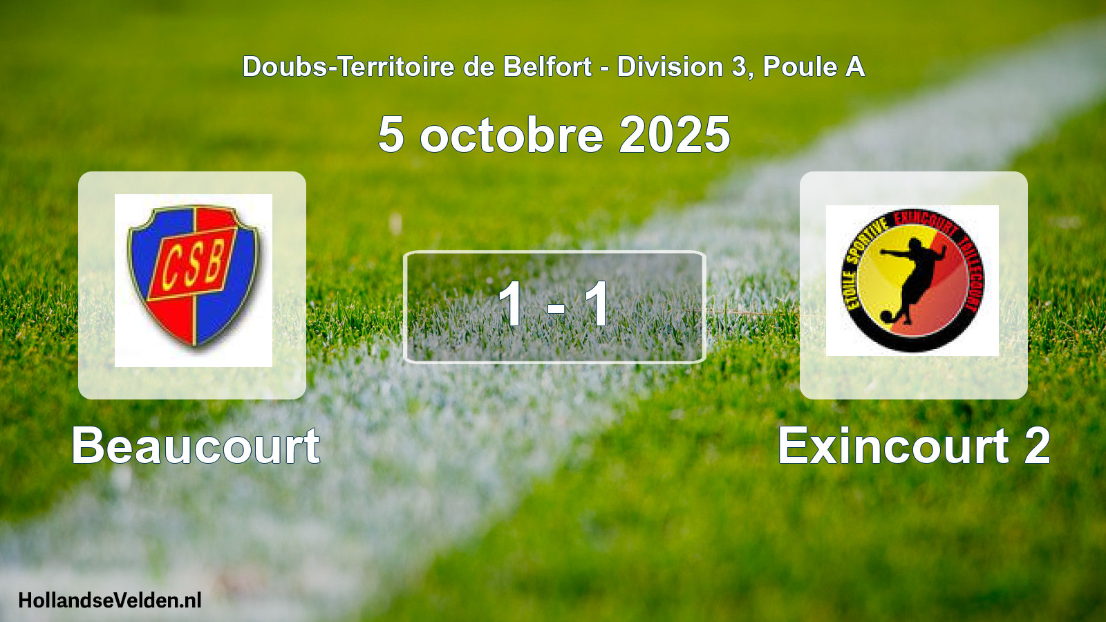 Gespeelde wedstrijd: Beaucourt - Exincourt 2 1 - 1 (5 oktober 2025)