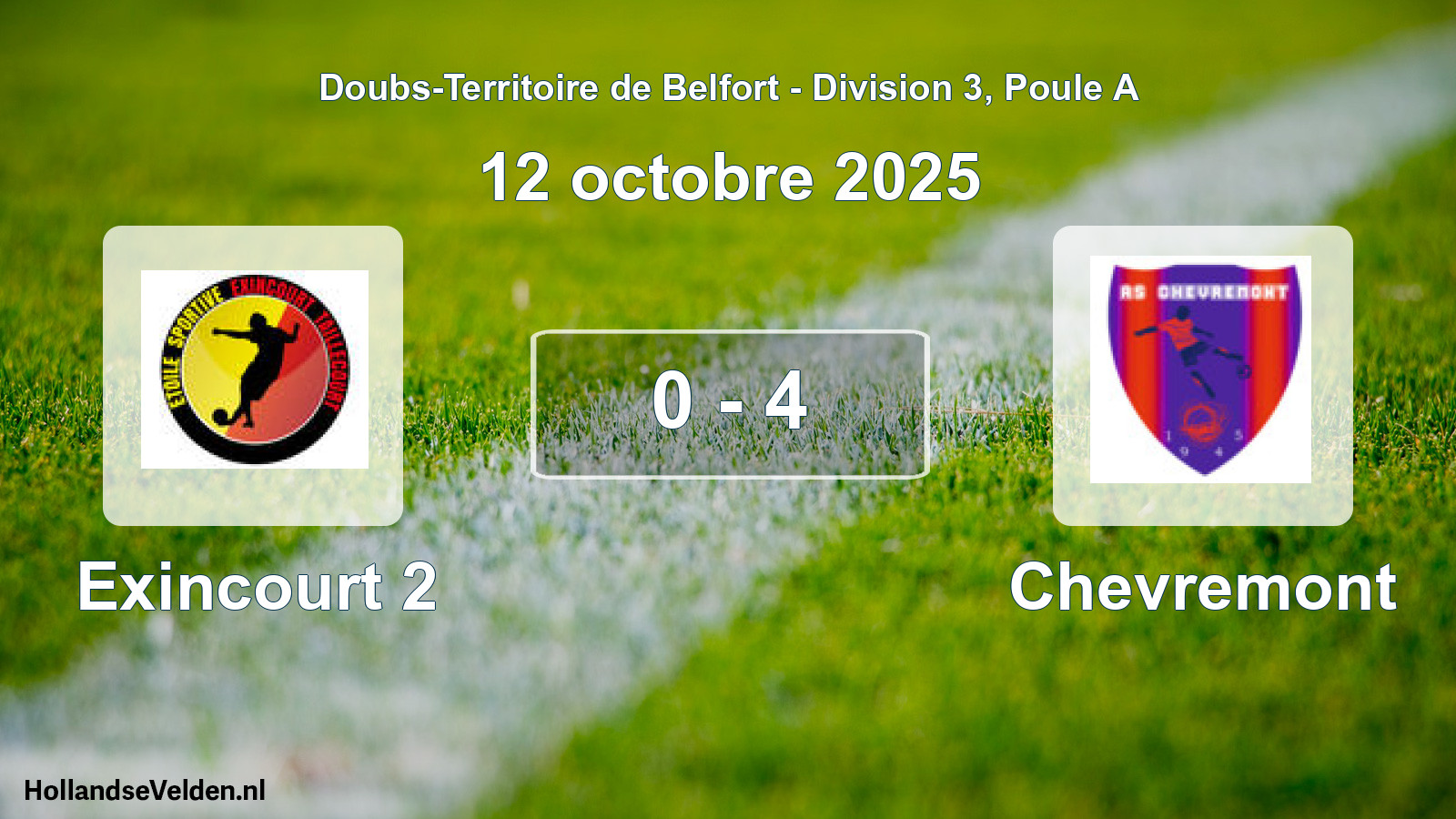 Gespeelde wedstrijd: Exincourt 2 - Chevremont 0 - 4 (12 oktober 2025)