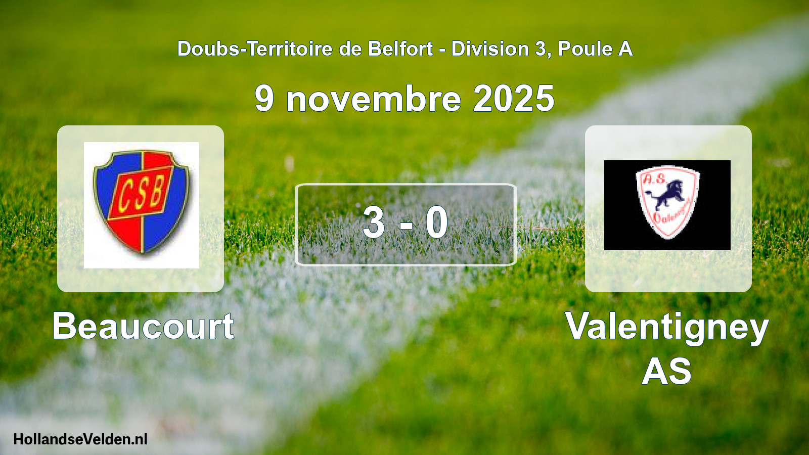 Total number of matches played: Beaucourt - Valentigney AS 3 - 0 (9 November 2025)