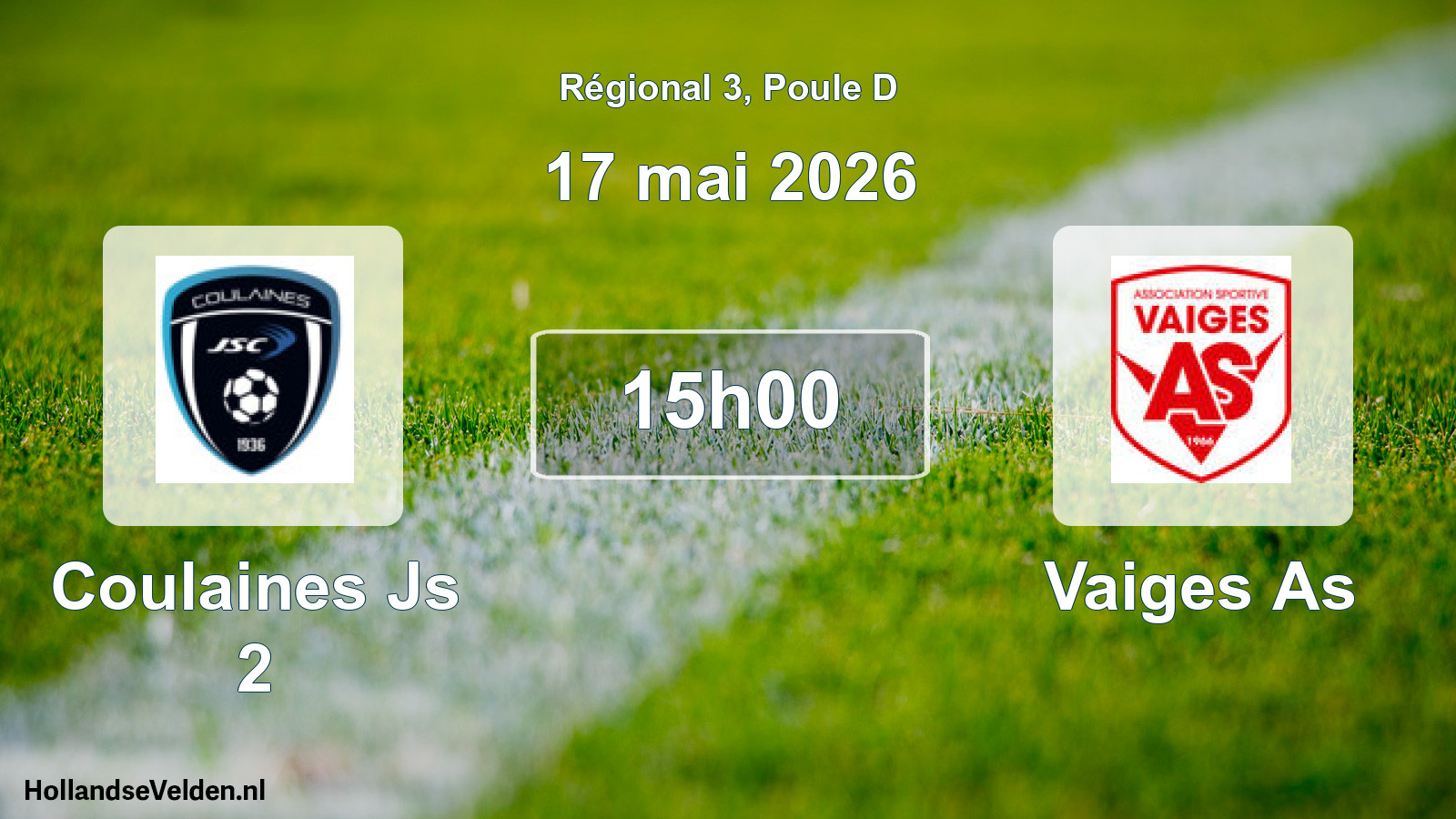 Geplande wedstrijd: Coulaines Js 2 - Vaiges As (17 mai 2026)