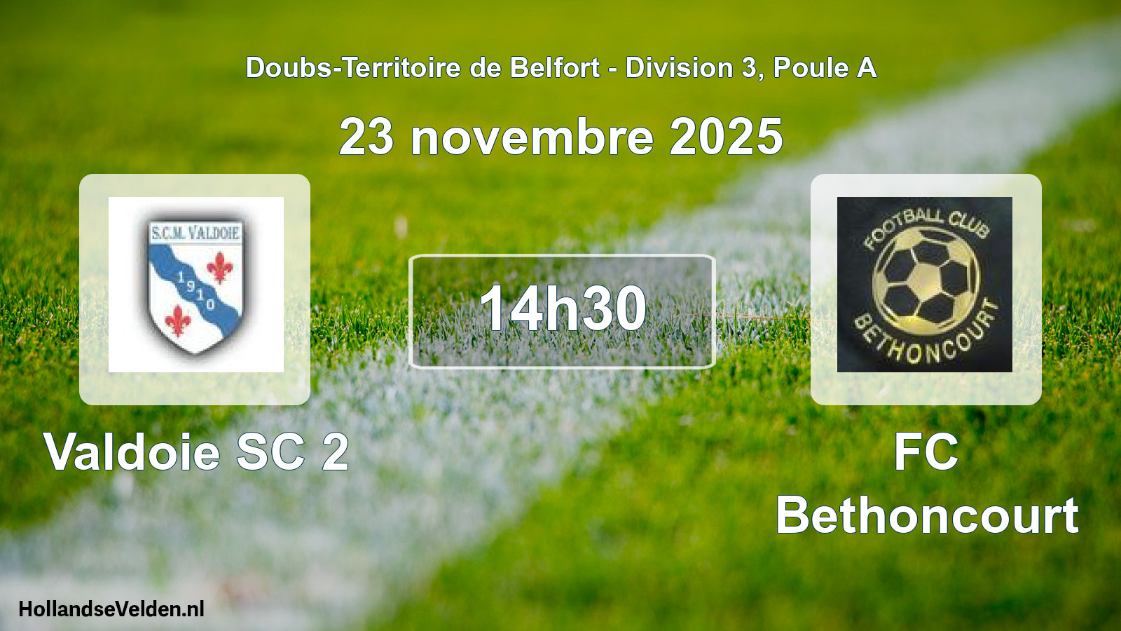 Match programmé: Valdoie SC 2 - FC Bethoncourt (23 novembre 2025)